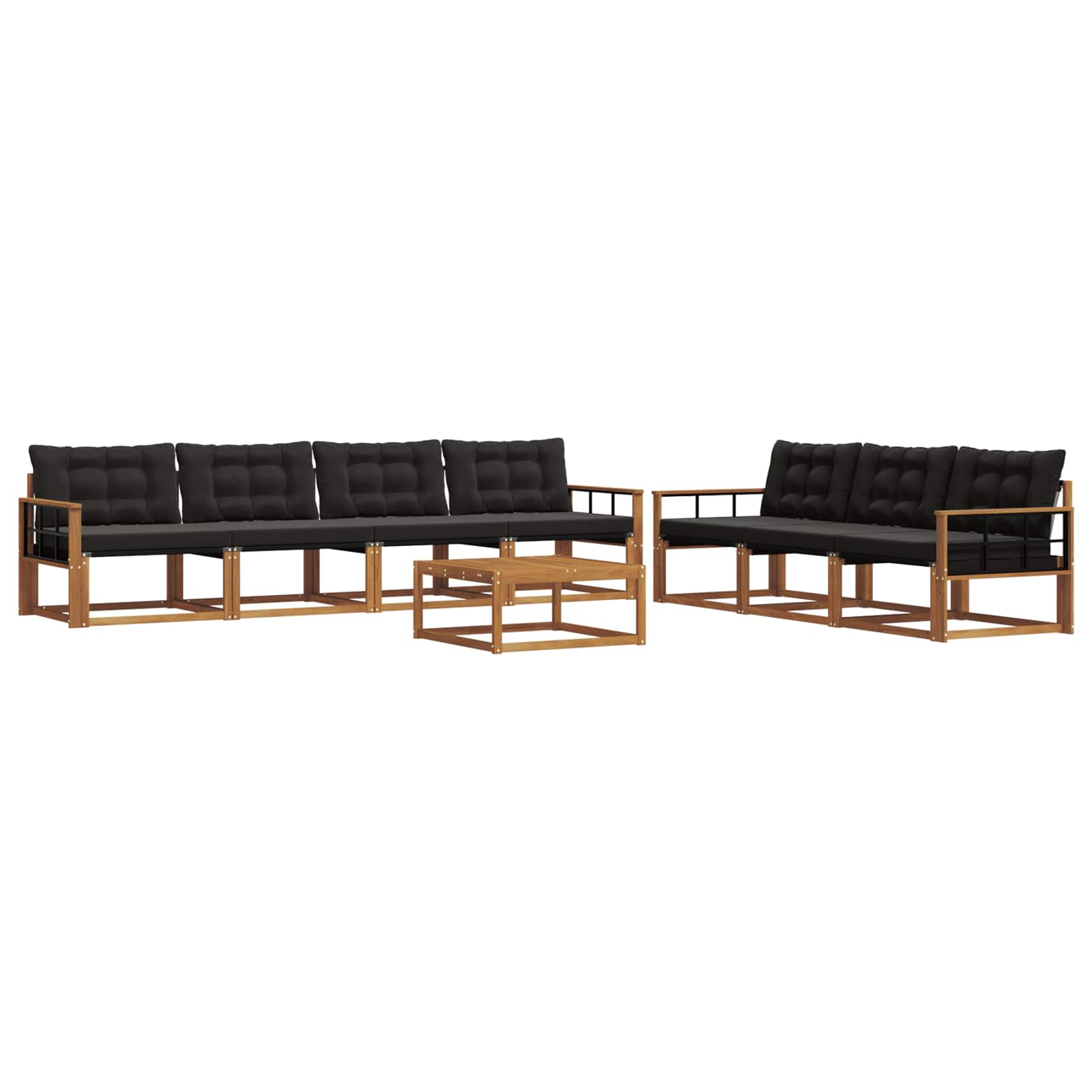 Buiten bankenset met kussen 8 pcs Natuurlijk en Zwart is nu te koop bij PeponiXL, paradijselijk wonen!
