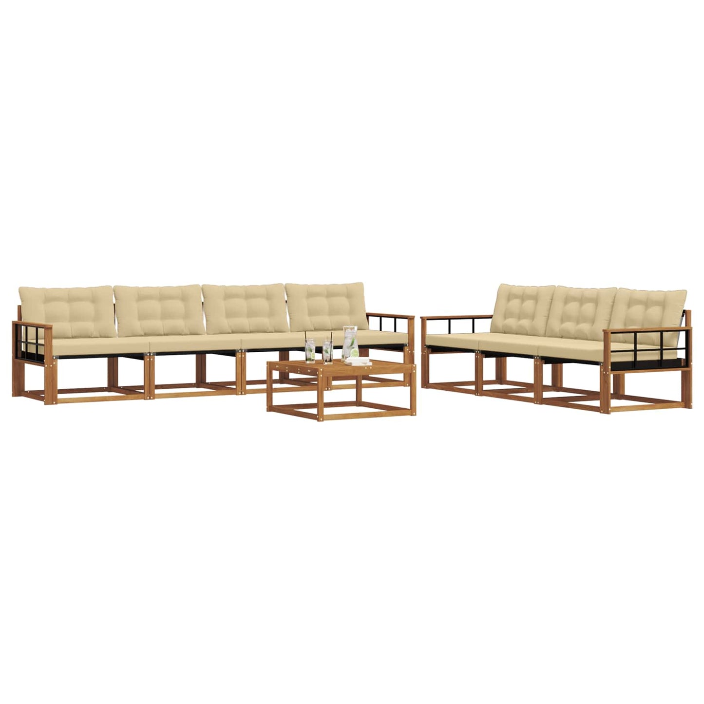 Buiten bankenset met kussen 8 pcs Natuurlijk en Beige is nu te koop bij PeponiXL, paradijselijk wonen!