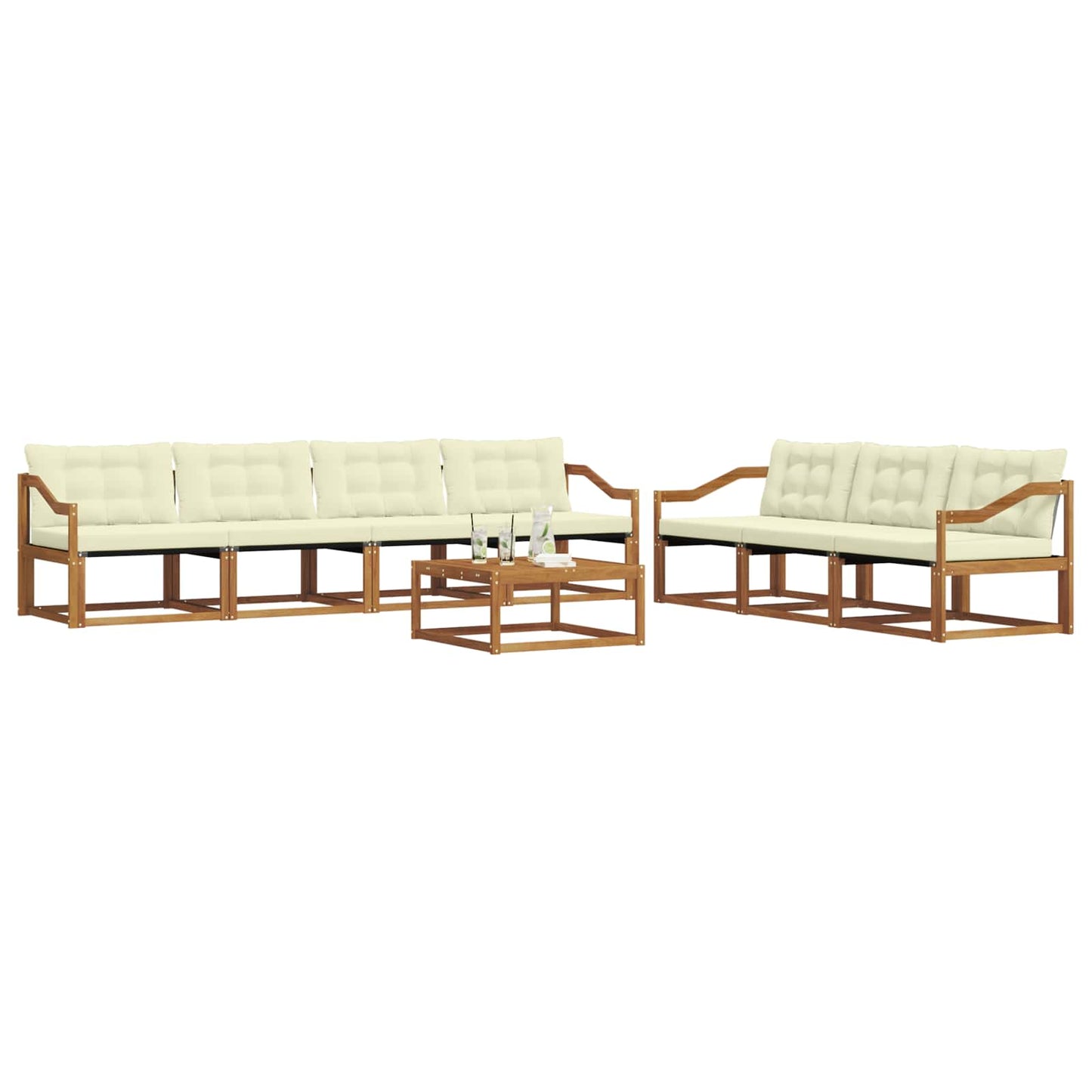 Buiten bankenset met kussen 8 pcs Natuurlijk en Crème is nu te koop bij PeponiXL, paradijselijk wonen!