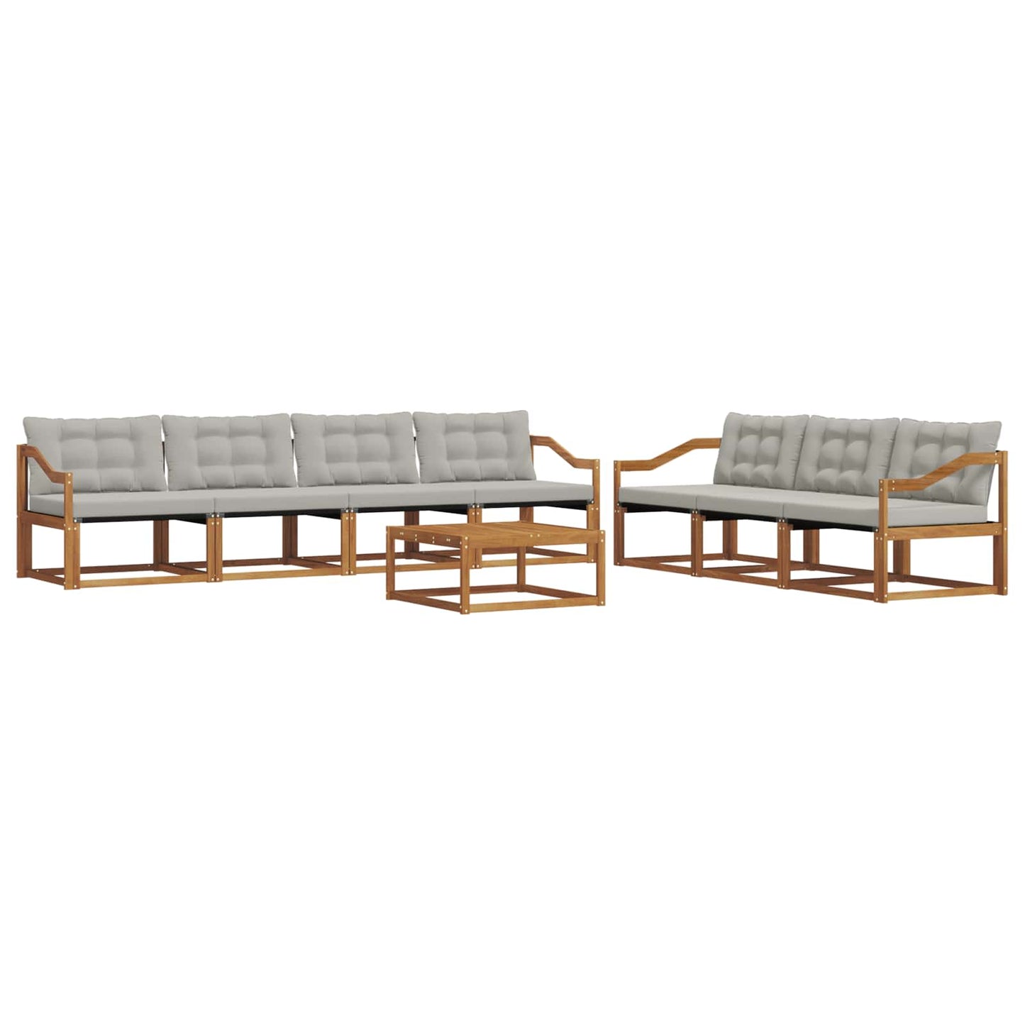 Buiten bankenset met kussen 8 pcs Natuurlijk en Lichtgrijs is nu te koop bij PeponiXL, paradijselijk wonen!