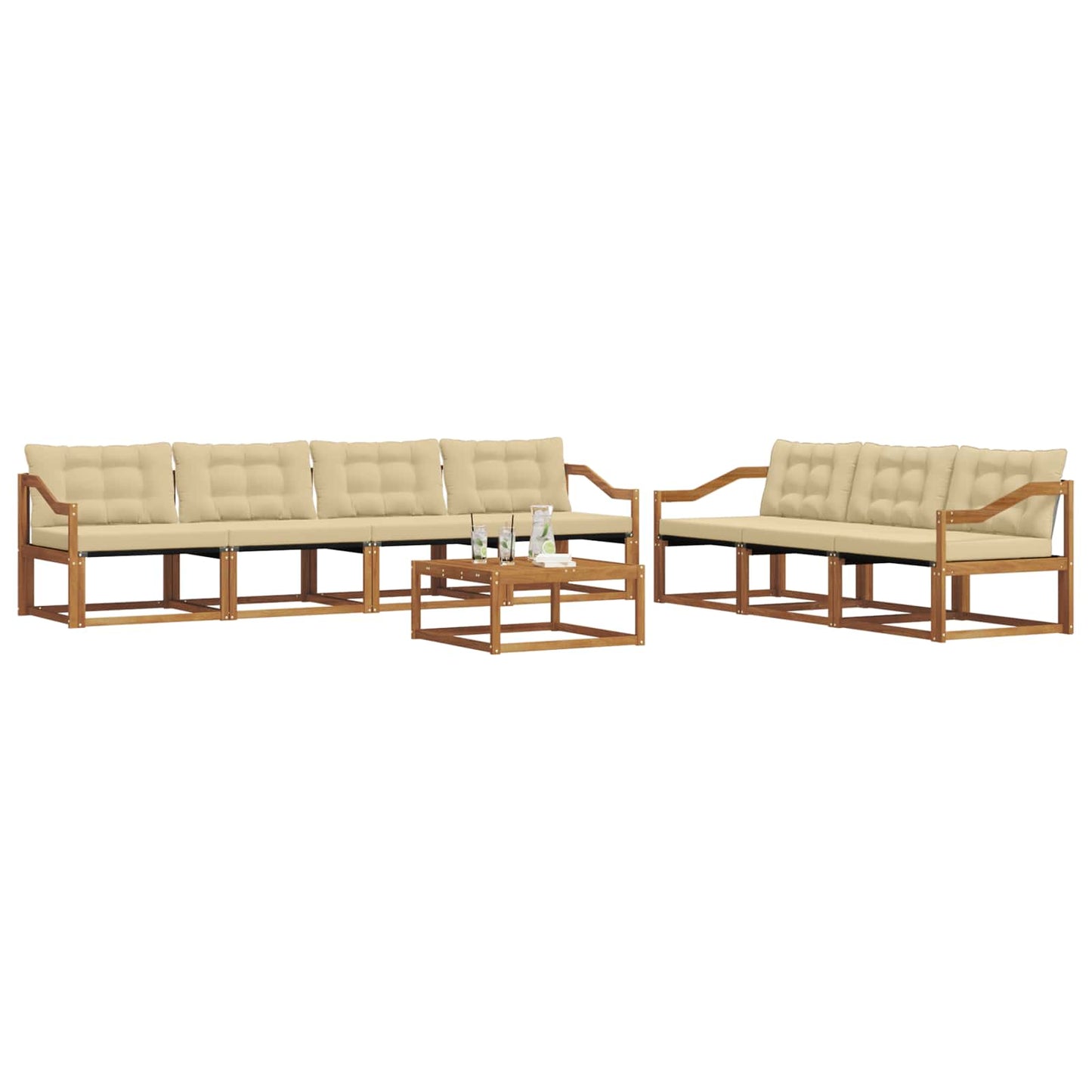 Buiten bankenset met kussen 8 pcs Natuurlijk en Beige is nu te koop bij PeponiXL, paradijselijk wonen!