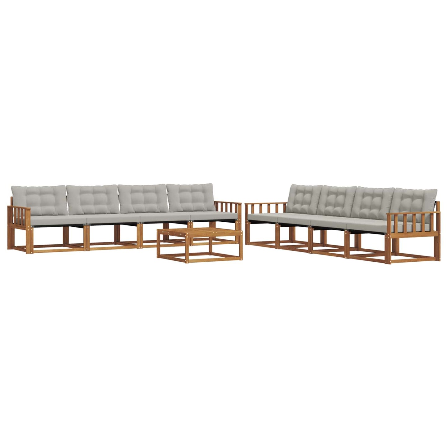 Buiten bankenset met kussen 9 pcs Natuurlijk en Lichtgrijs is nu te koop bij PeponiXL, paradijselijk wonen!