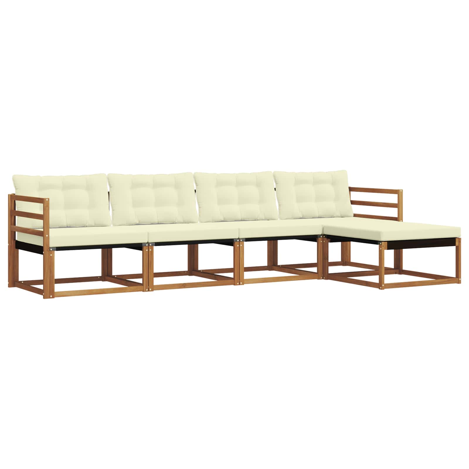 Buiten bankenset met kussen 5 pcs Natuurlijk en Crème is nu te koop bij PeponiXL, paradijselijk wonen!