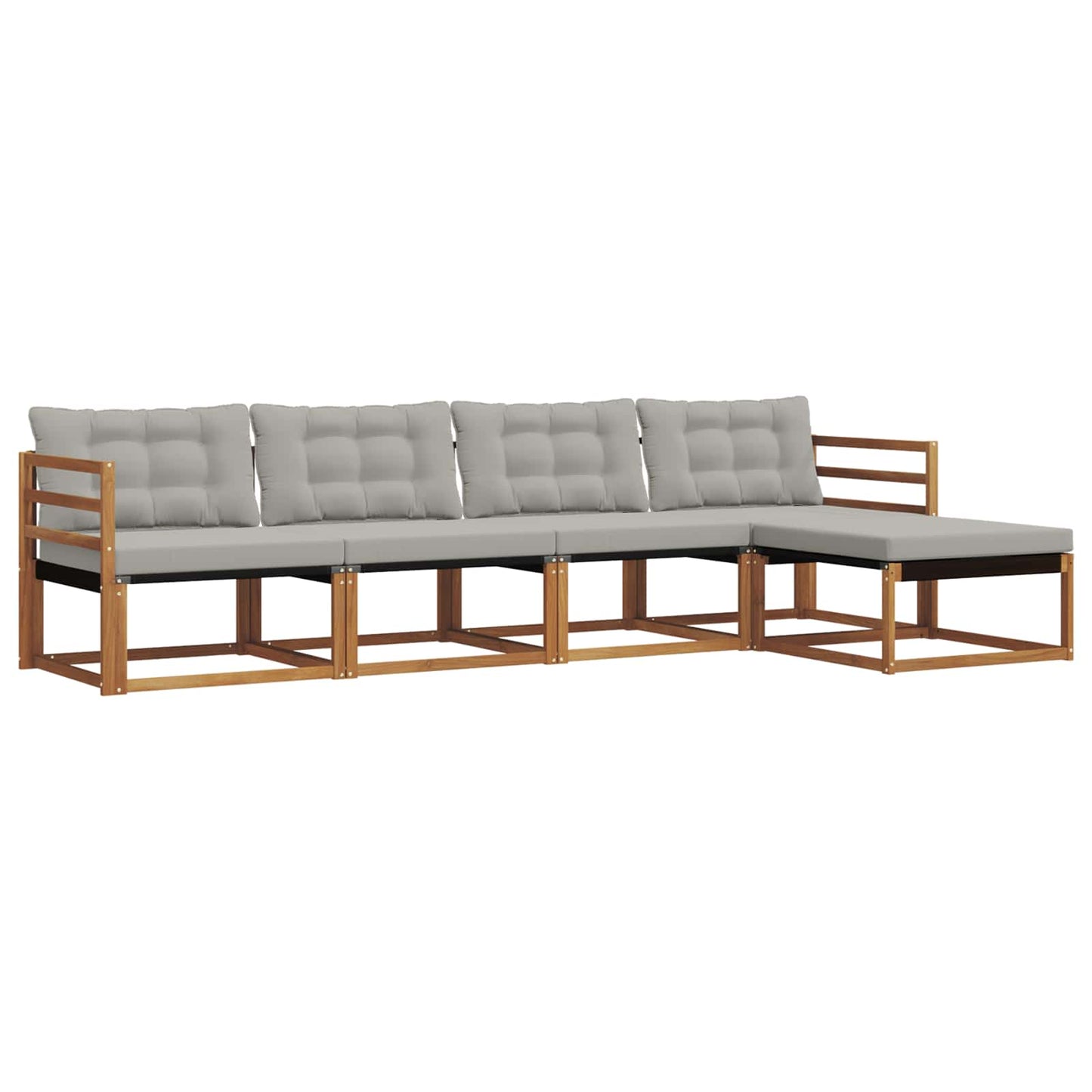 Buiten bankenset met kussen 5 pcs Natuurlijk en Lichtgrijs is nu te koop bij PeponiXL, paradijselijk wonen!