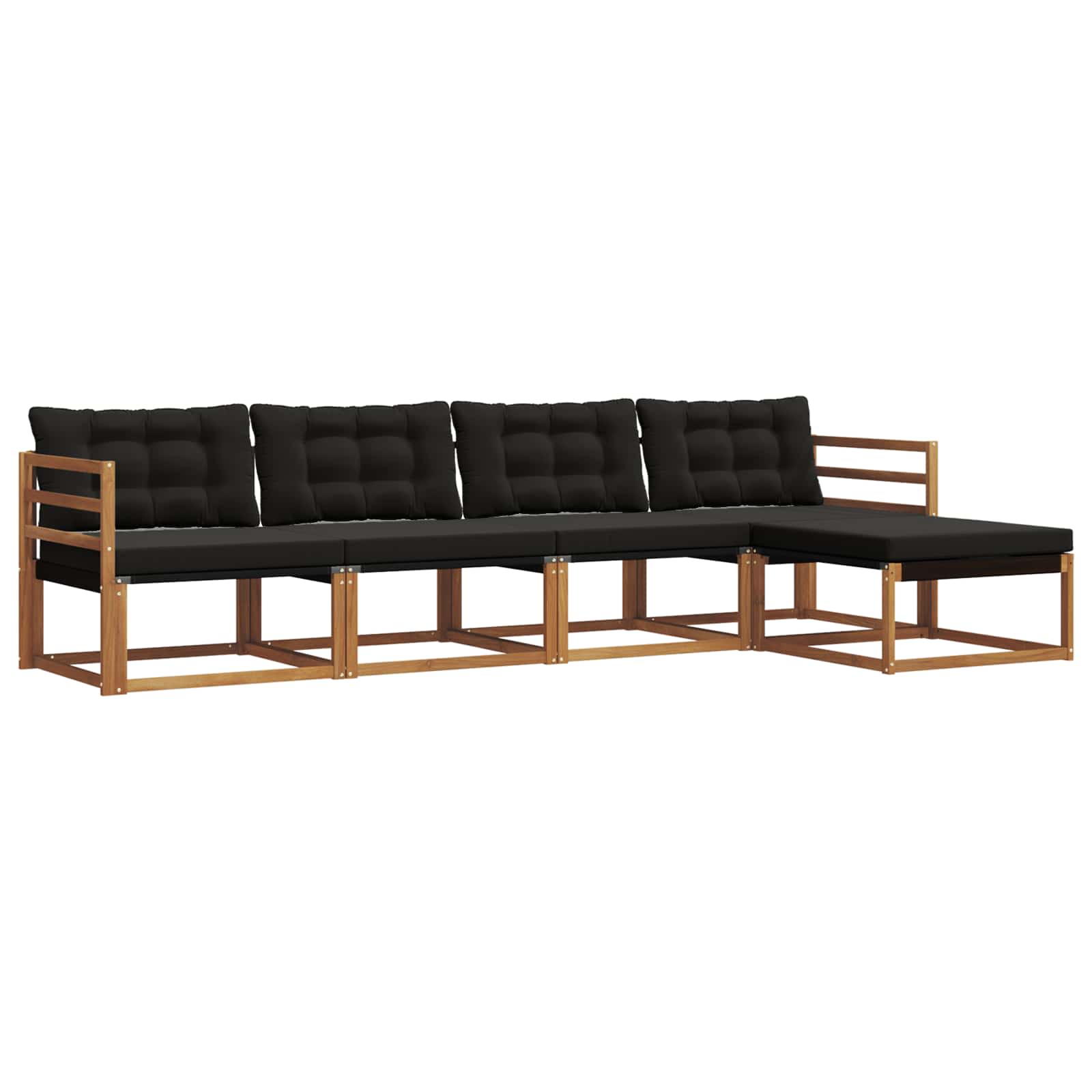 Buiten bankenset met kussen 5 pcs Natuurlijk en Zwart is nu te koop bij PeponiXL, paradijselijk wonen!