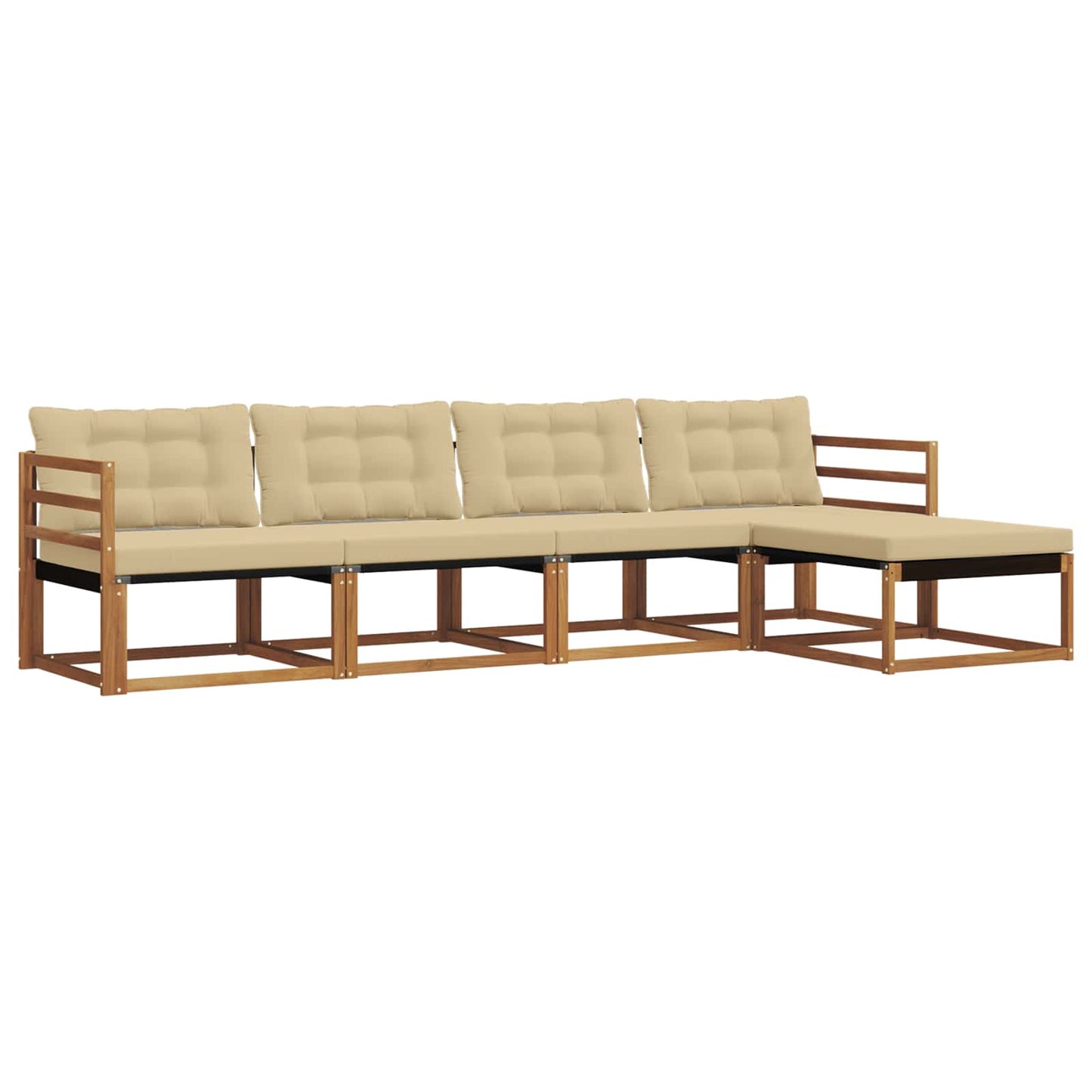 Buiten bankenset met kussen 5 pcs Natuurlijk en Beige is nu te koop bij PeponiXL, paradijselijk wonen!