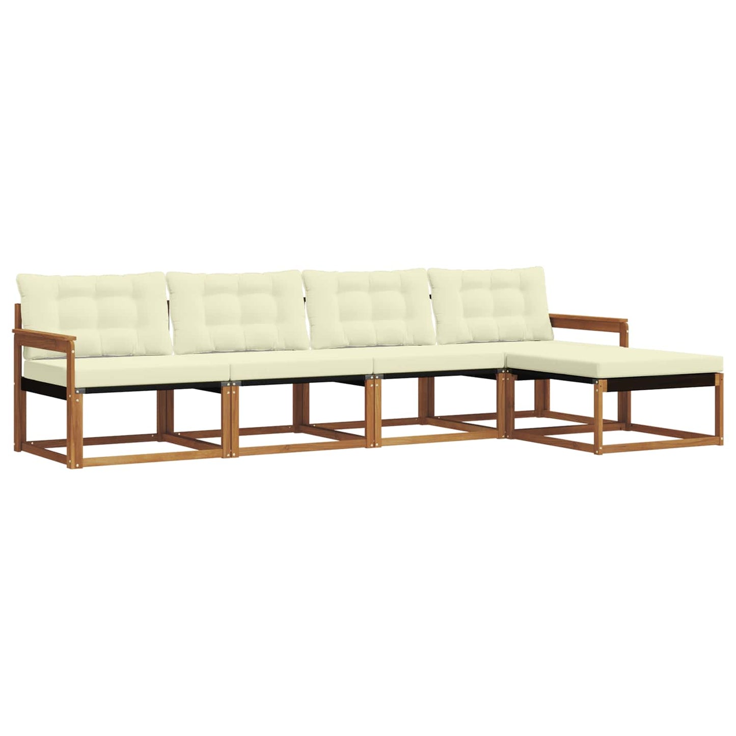 Buiten bankenset met kussen 5 pcs Natuurlijk en Crème is nu te koop bij PeponiXL, paradijselijk wonen!