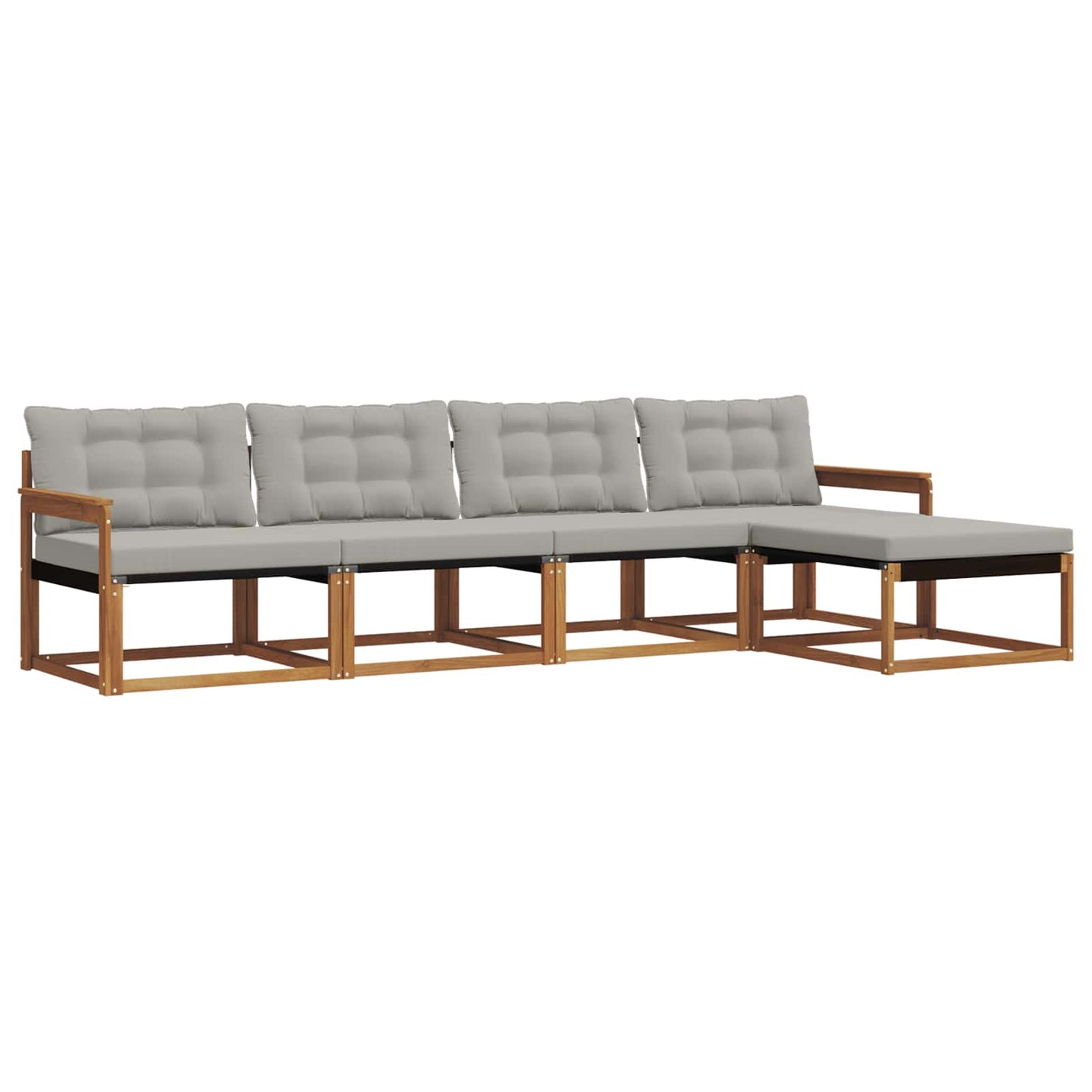 Buiten bankenset met kussen 5 pcs Natuurlijk en Lichtgrijs is nu te koop bij PeponiXL, paradijselijk wonen!