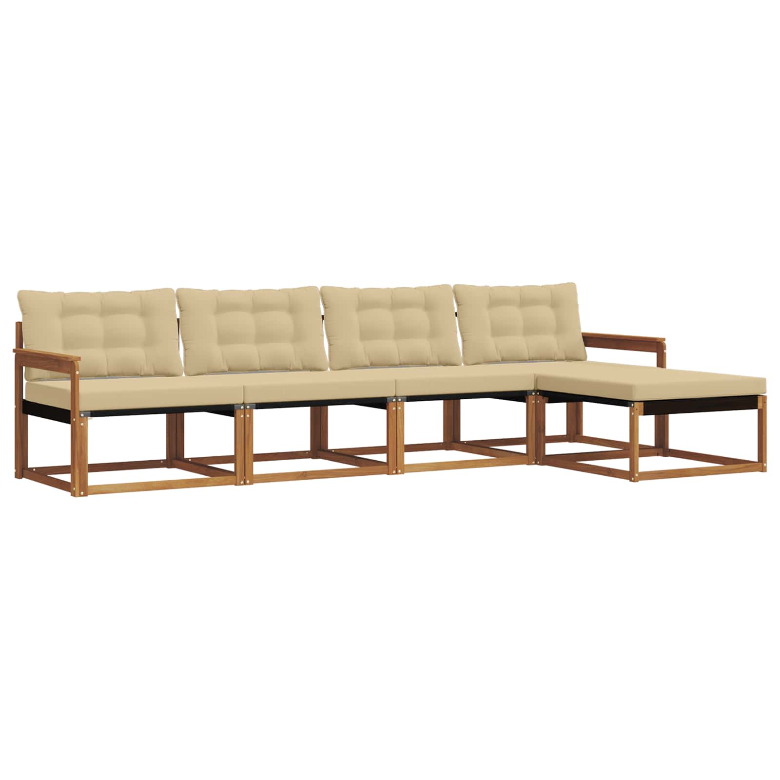 Buiten bankenset met kussen 5 pcs Natuurlijk en Beige is nu te koop bij PeponiXL, paradijselijk wonen!