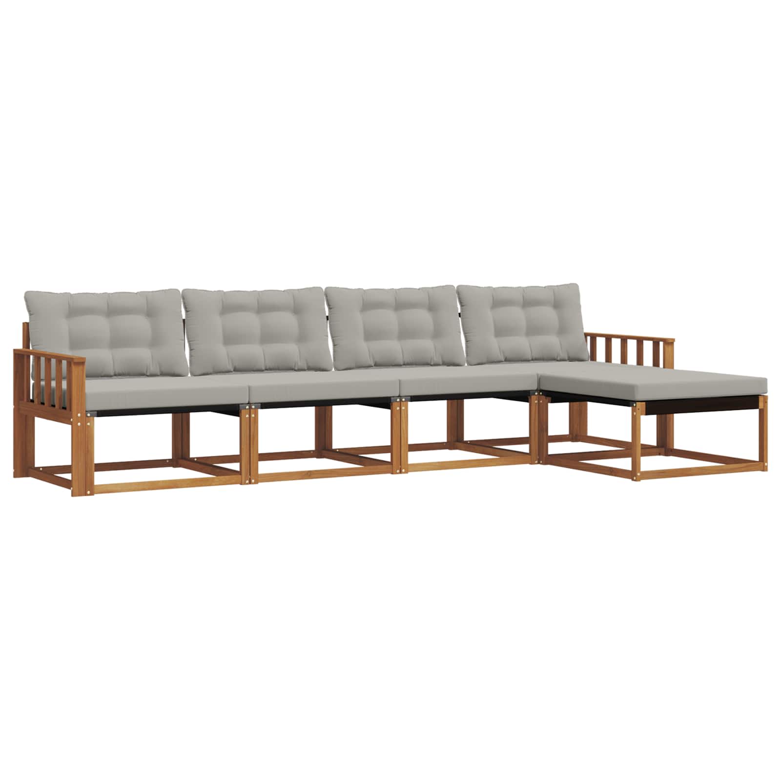 Buiten bankenset met kussen 5 pcs Natuurlijk en Lichtgrijs is nu te koop bij PeponiXL, paradijselijk wonen!