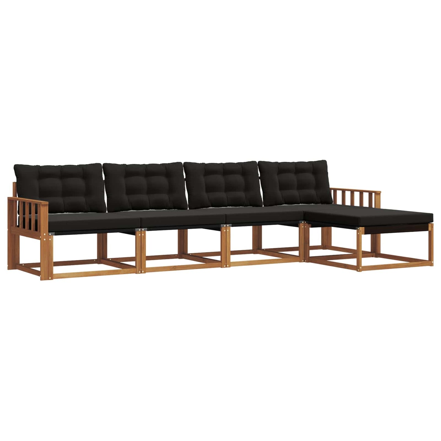 Buiten bankenset met kussen 5 pcs Natuurlijk en Zwart is nu te koop bij PeponiXL, paradijselijk wonen!