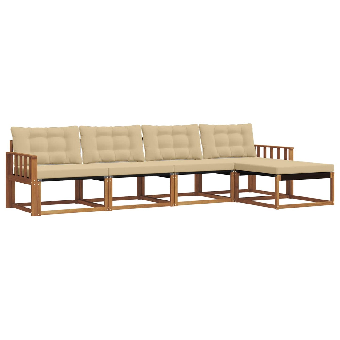 Buiten bankenset met kussen 5 pcs Natuurlijk en Beige is nu te koop bij PeponiXL, paradijselijk wonen!