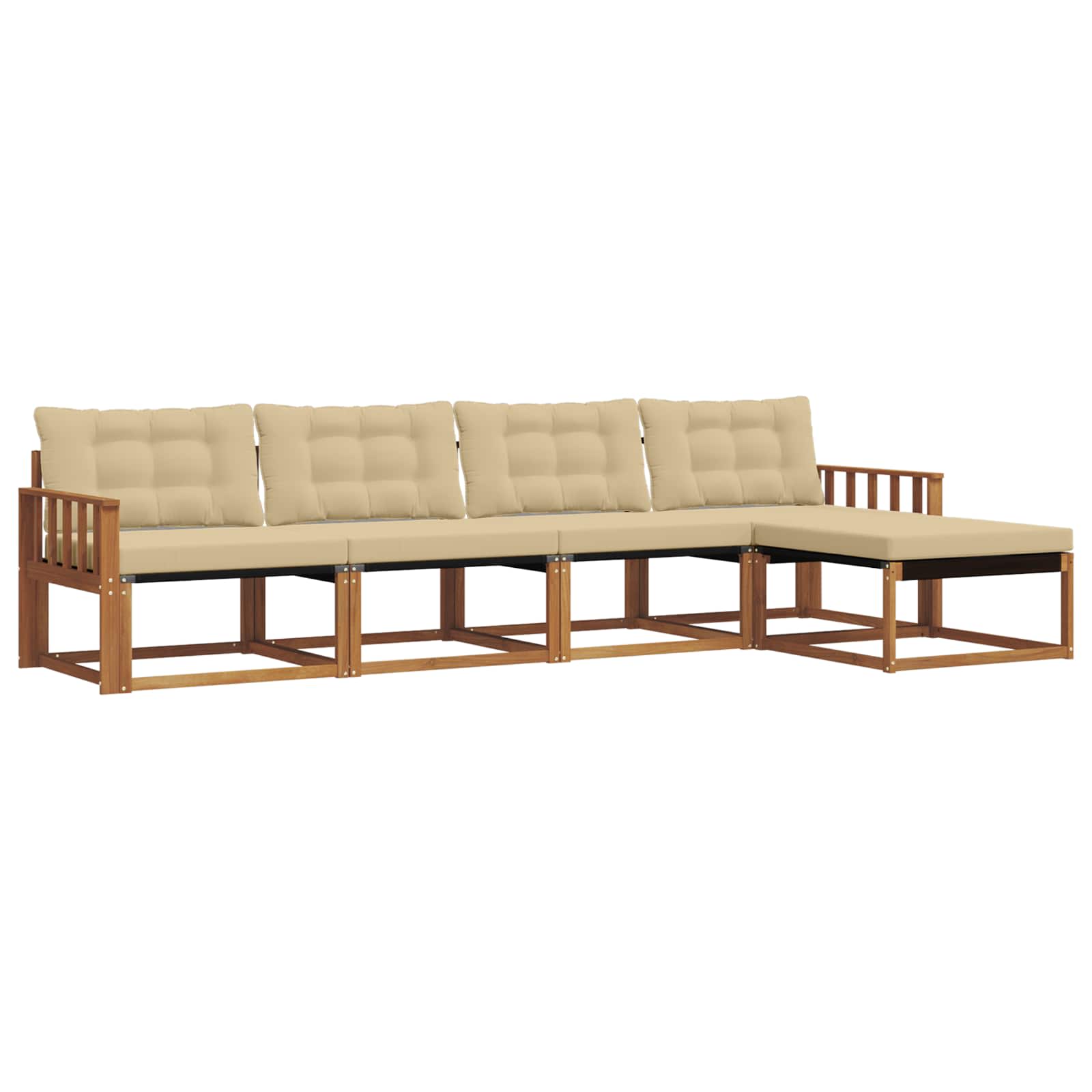Buiten bankenset met kussen 5 pcs Natuurlijk en Beige is nu te koop bij PeponiXL, paradijselijk wonen!