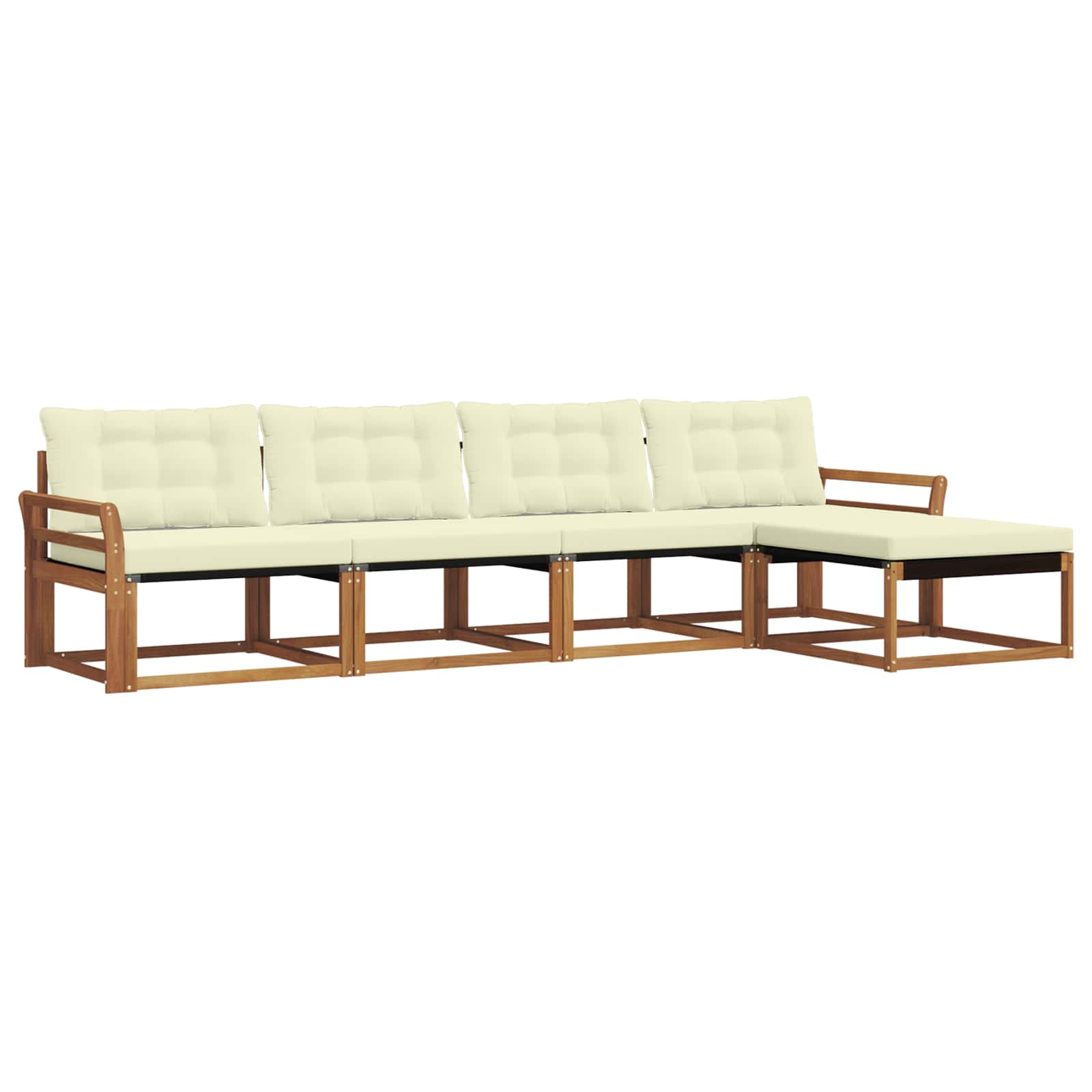 Buiten bankenset met kussen 5 pcs Natuurlijk en Crème is nu te koop bij PeponiXL, paradijselijk wonen!