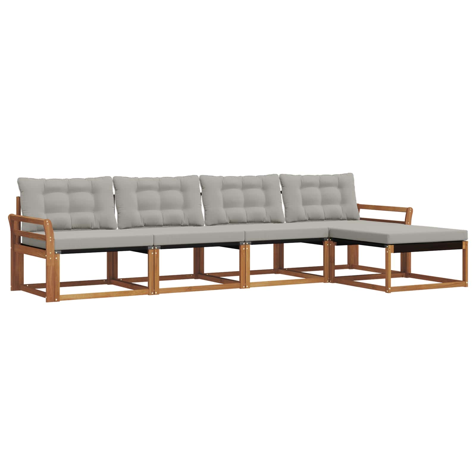 Buiten bankenset met kussen 5 pcs Natuurlijk en Lichtgrijs is nu te koop bij PeponiXL, paradijselijk wonen!