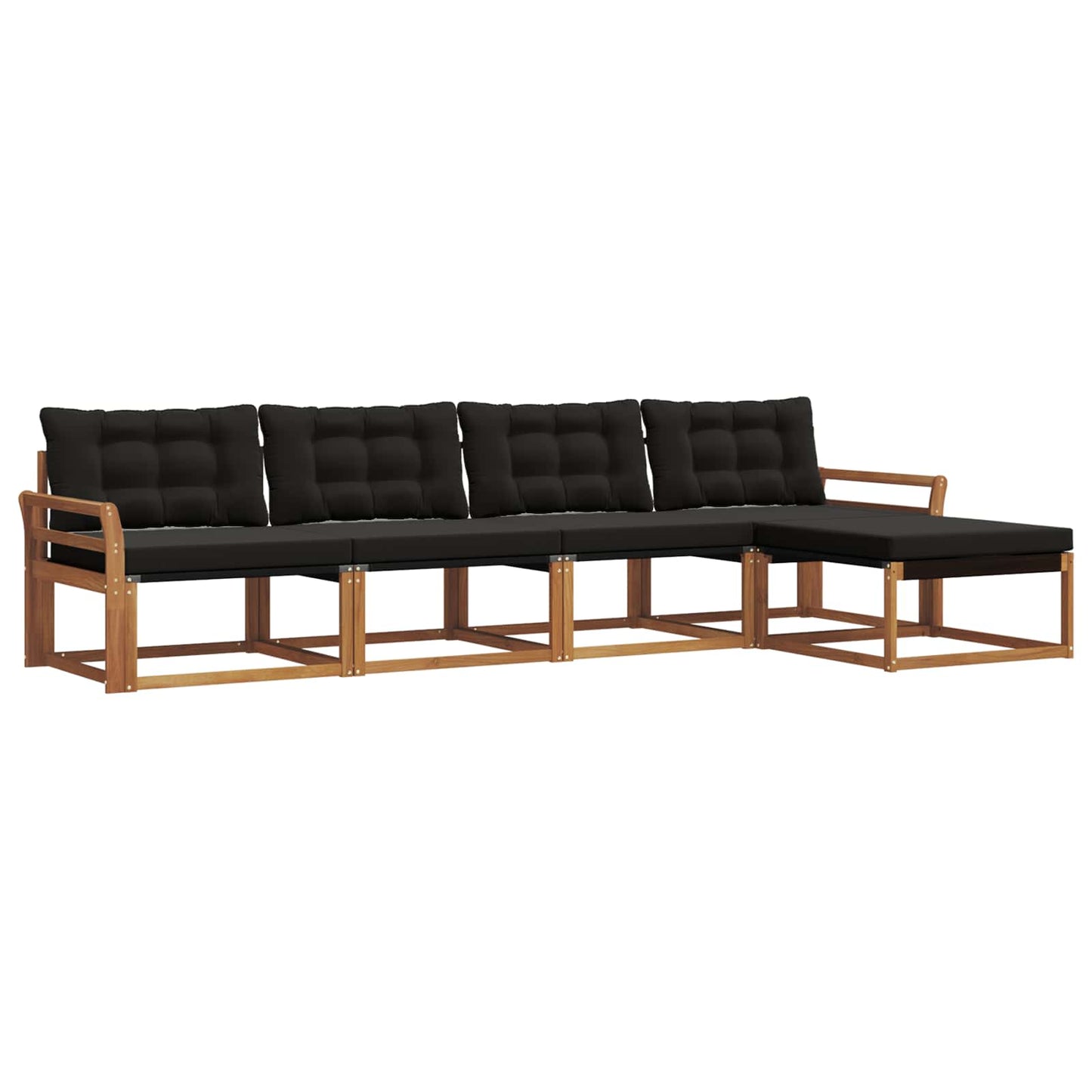 Buiten bankenset met kussen 5 pcs Natuurlijk en Zwart is nu te koop bij PeponiXL, paradijselijk wonen!