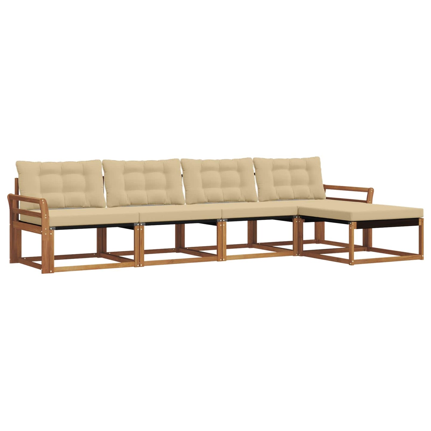 Buiten bankenset met kussen 5 pcs Natuurlijk en Beige is nu te koop bij PeponiXL, paradijselijk wonen!