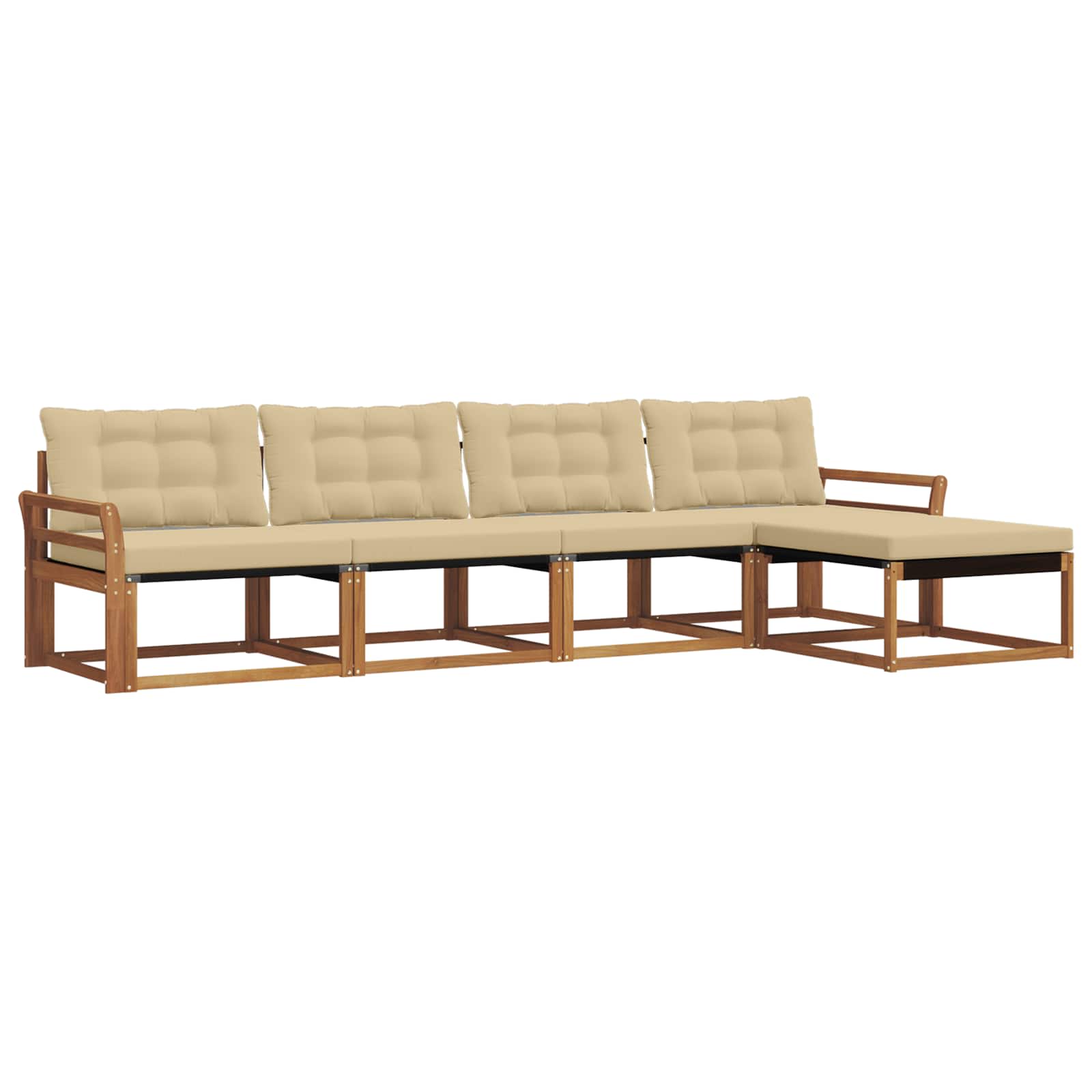Buiten bankenset met kussen 5 pcs Natuurlijk en Beige is nu te koop bij PeponiXL, paradijselijk wonen!