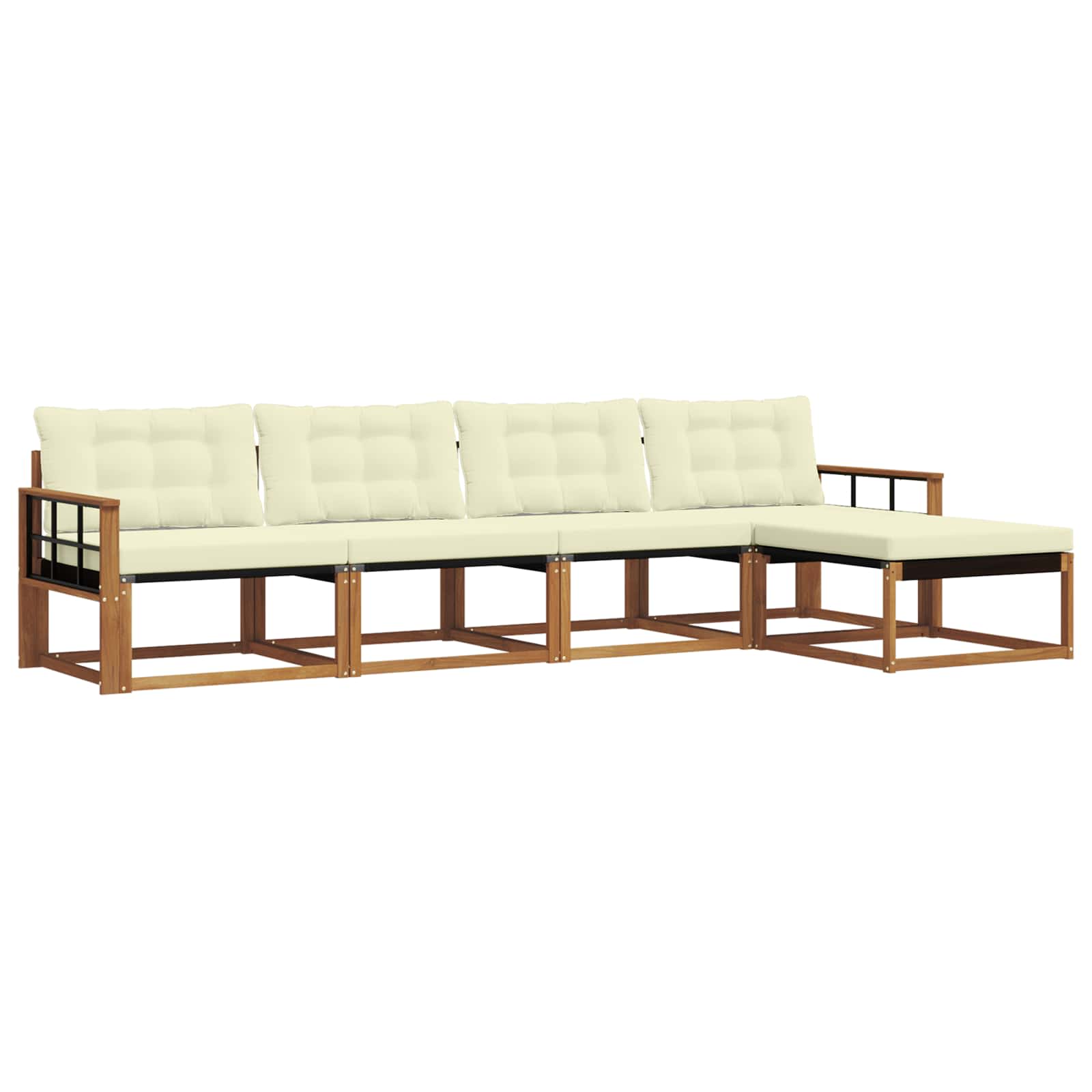 Buiten bankenset met kussen 5 pcs Natuurlijk en Crème is nu te koop bij PeponiXL, paradijselijk wonen!