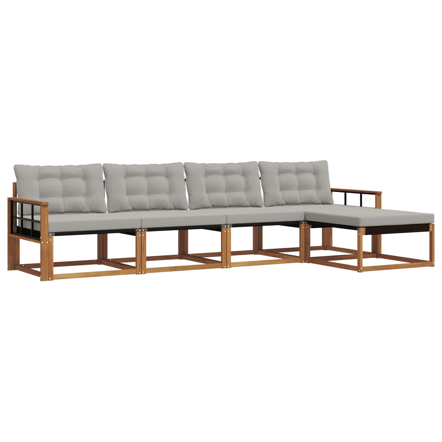 Buiten bankenset met kussen 5 pcs Natuurlijk en Lichtgrijs is nu te koop bij PeponiXL, paradijselijk wonen!