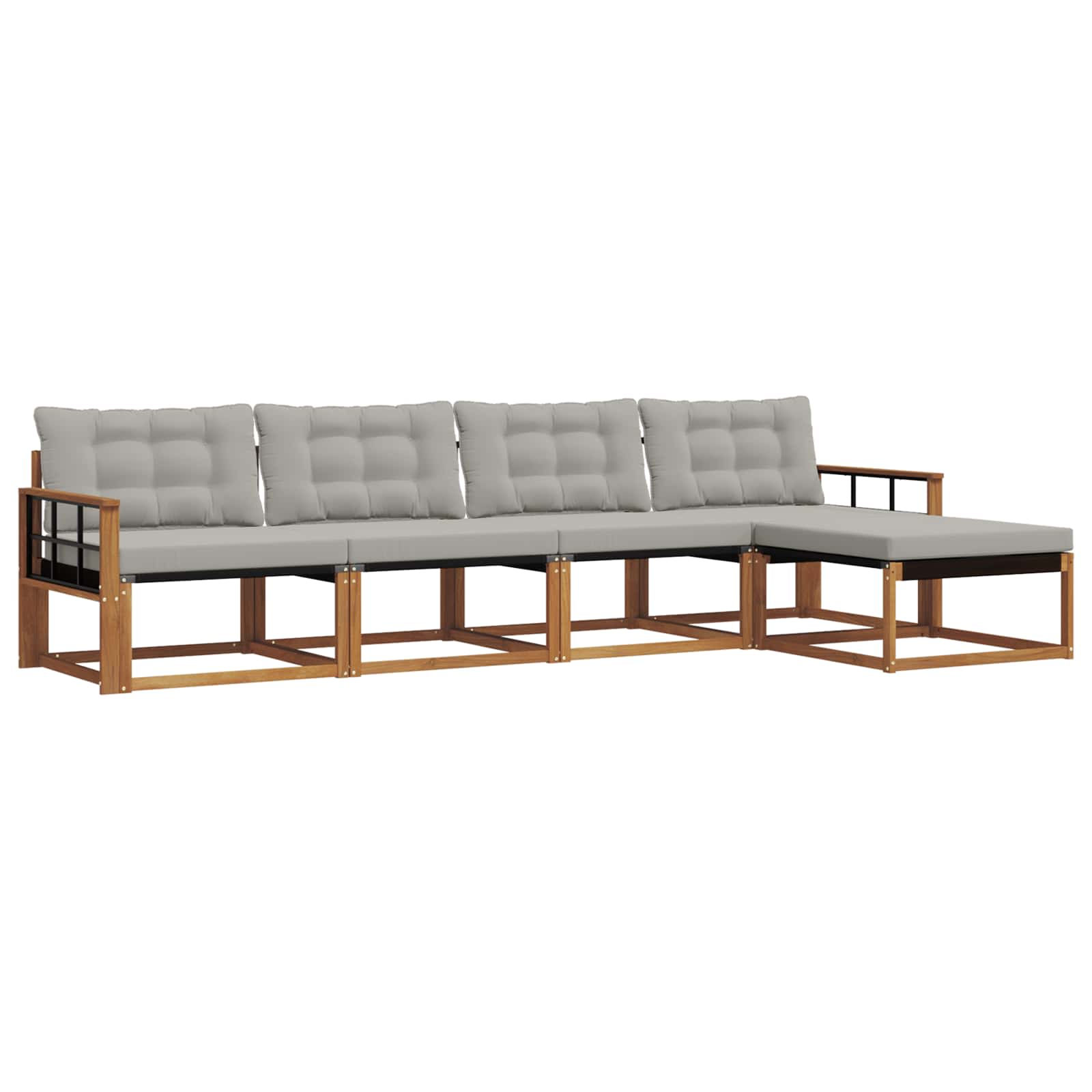Buiten bankenset met kussen 5 pcs Natuurlijk en Lichtgrijs is nu te koop bij PeponiXL, paradijselijk wonen!