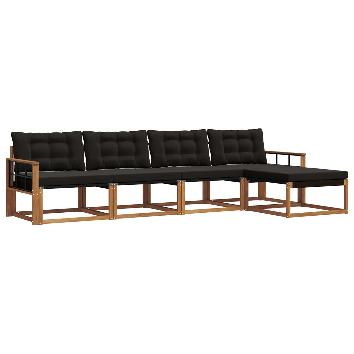 Buiten bankenset met kussen 5 pcs Natuurlijk en Zwart is nu te koop bij PeponiXL, paradijselijk wonen!