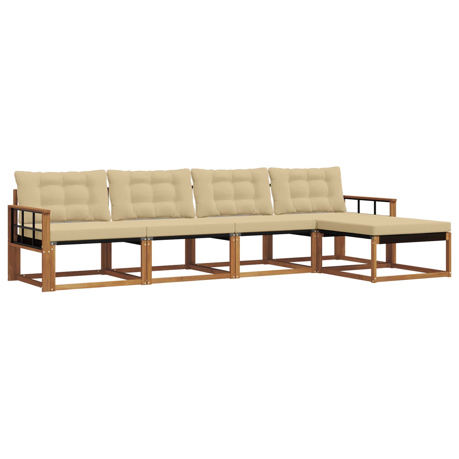 Buiten bankenset met kussen 5 pcs Natuurlijk en Beige is nu te koop bij PeponiXL, paradijselijk wonen!