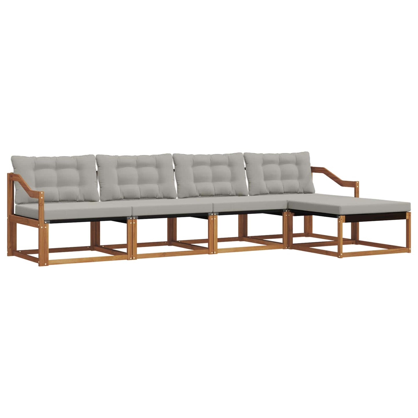Buiten bankenset met kussen 5 pcs Natuurlijk en Lichtgrijs is nu te koop bij PeponiXL, paradijselijk wonen!