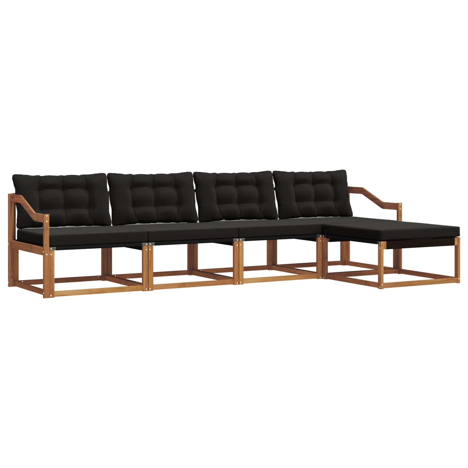 Buiten bankenset met kussen 5 pcs Natuurlijk en Zwart is nu te koop bij PeponiXL, paradijselijk wonen!