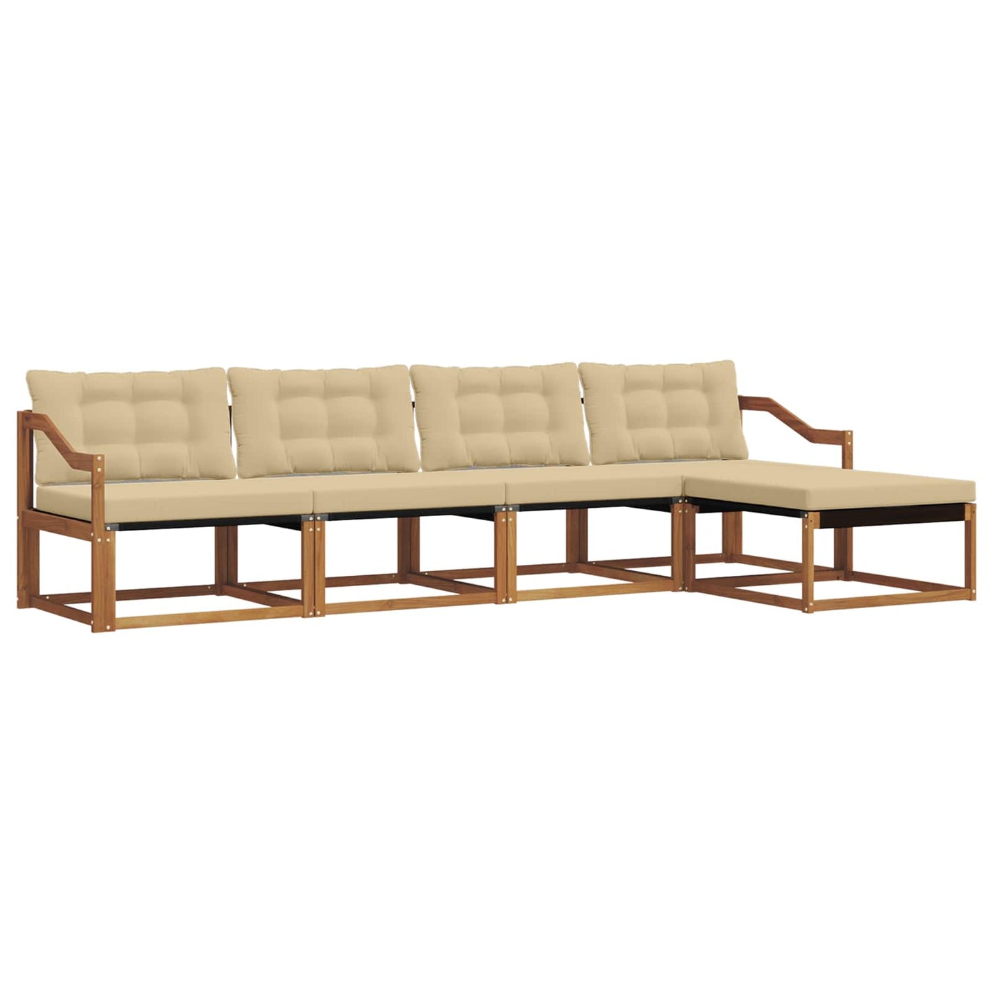 Buiten bankenset met kussen 5 pcs Natuurlijk en Beige is nu te koop bij PeponiXL, paradijselijk wonen!