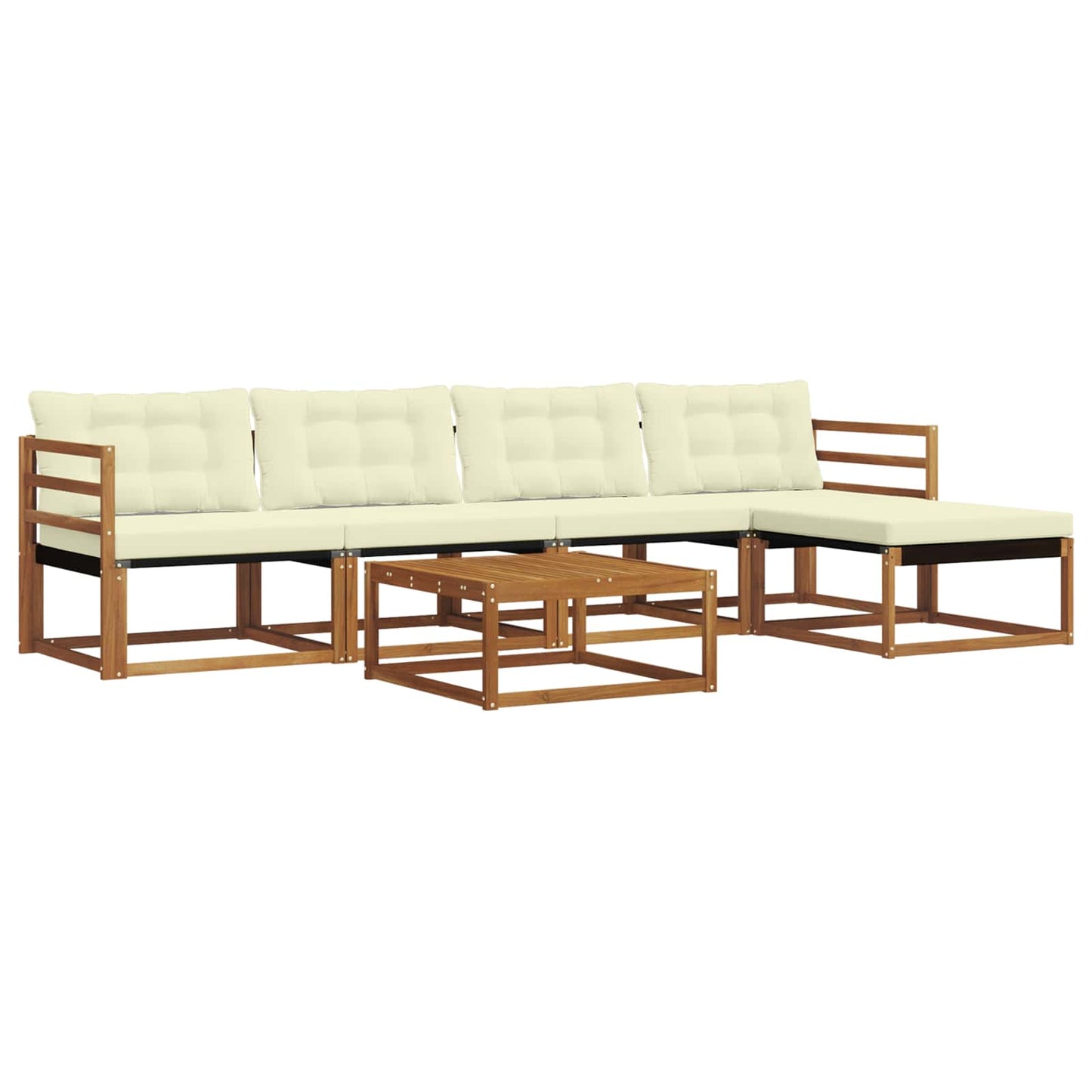 Buiten bankenset met kussen 6 pcs Natuurlijk en Crème is nu te koop bij PeponiXL, paradijselijk wonen!