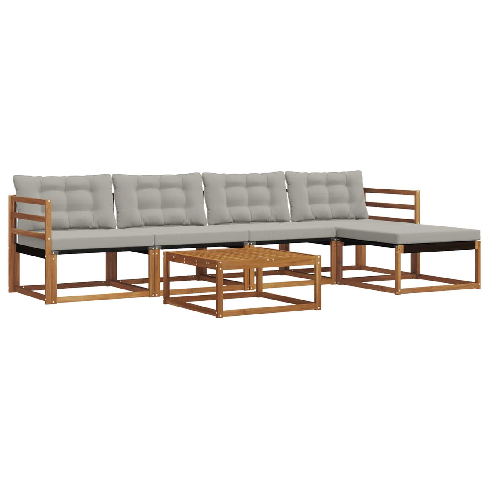 Buiten bankenset met kussen 6 pcs Natuurlijk en Lichtgrijs is nu te koop bij PeponiXL, paradijselijk wonen!