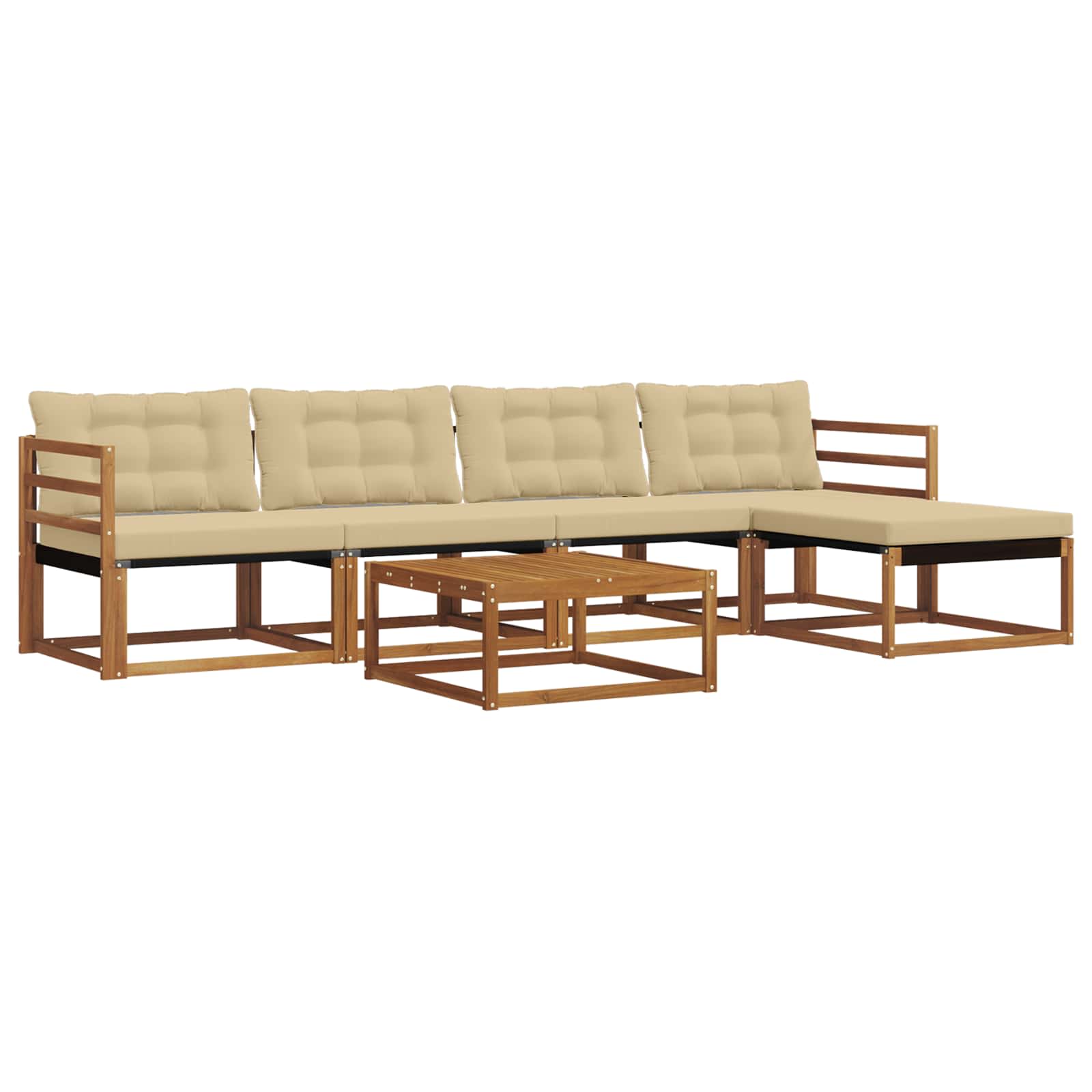 Buiten bankenset met kussen 6 pcs Natuurlijk en Beige is nu te koop bij PeponiXL, paradijselijk wonen!