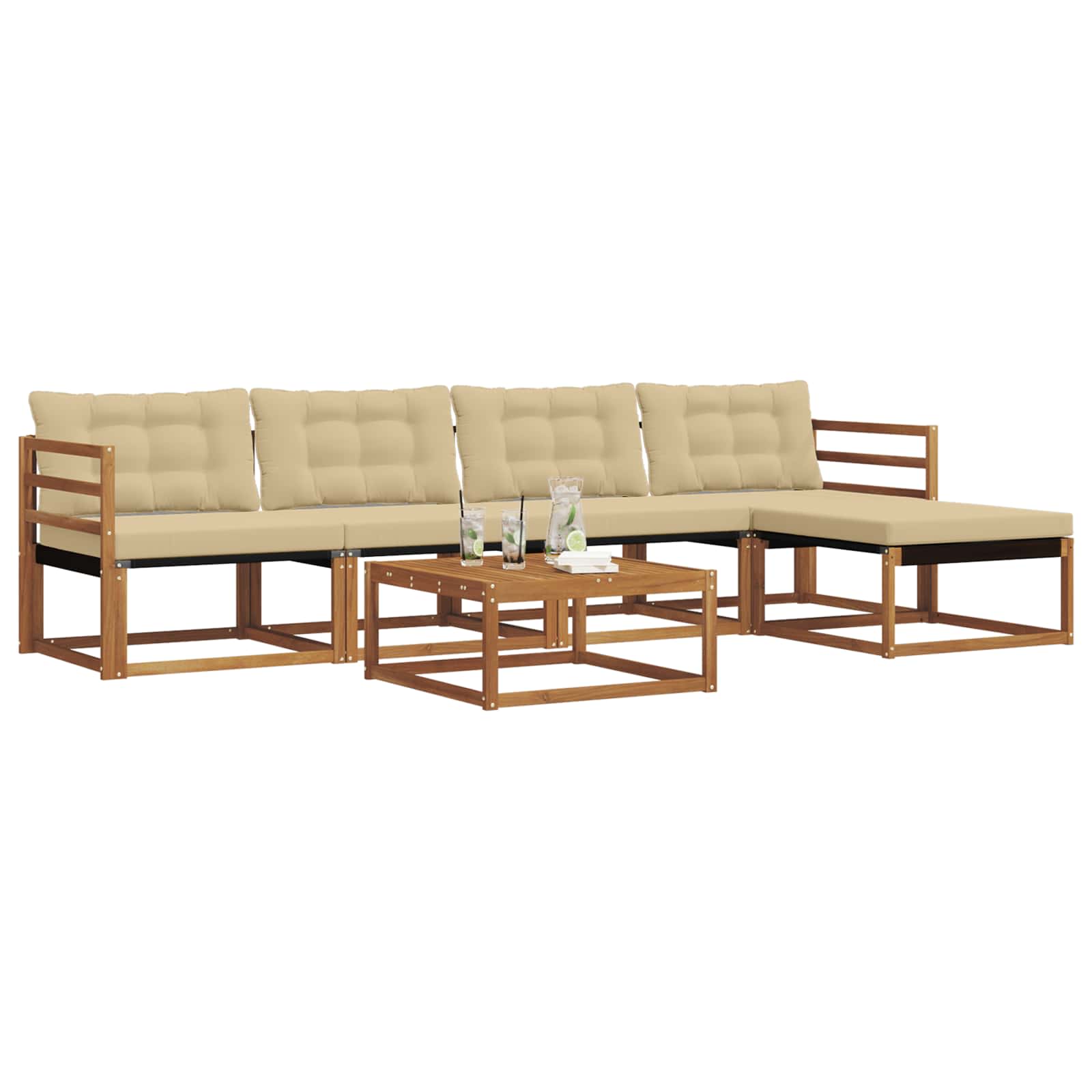 Buiten bankenset met kussen 6 pcs Natuurlijk en Beige is nu te koop bij PeponiXL, paradijselijk wonen!