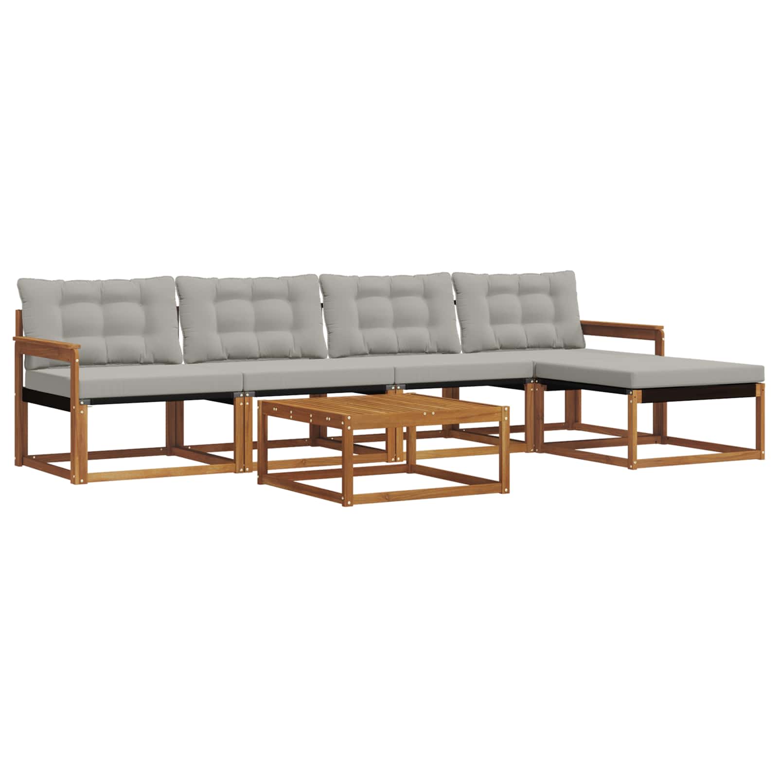 Buiten bankenset met kussen 6 pcs Natuurlijk en Lichtgrijs is nu te koop bij PeponiXL, paradijselijk wonen!