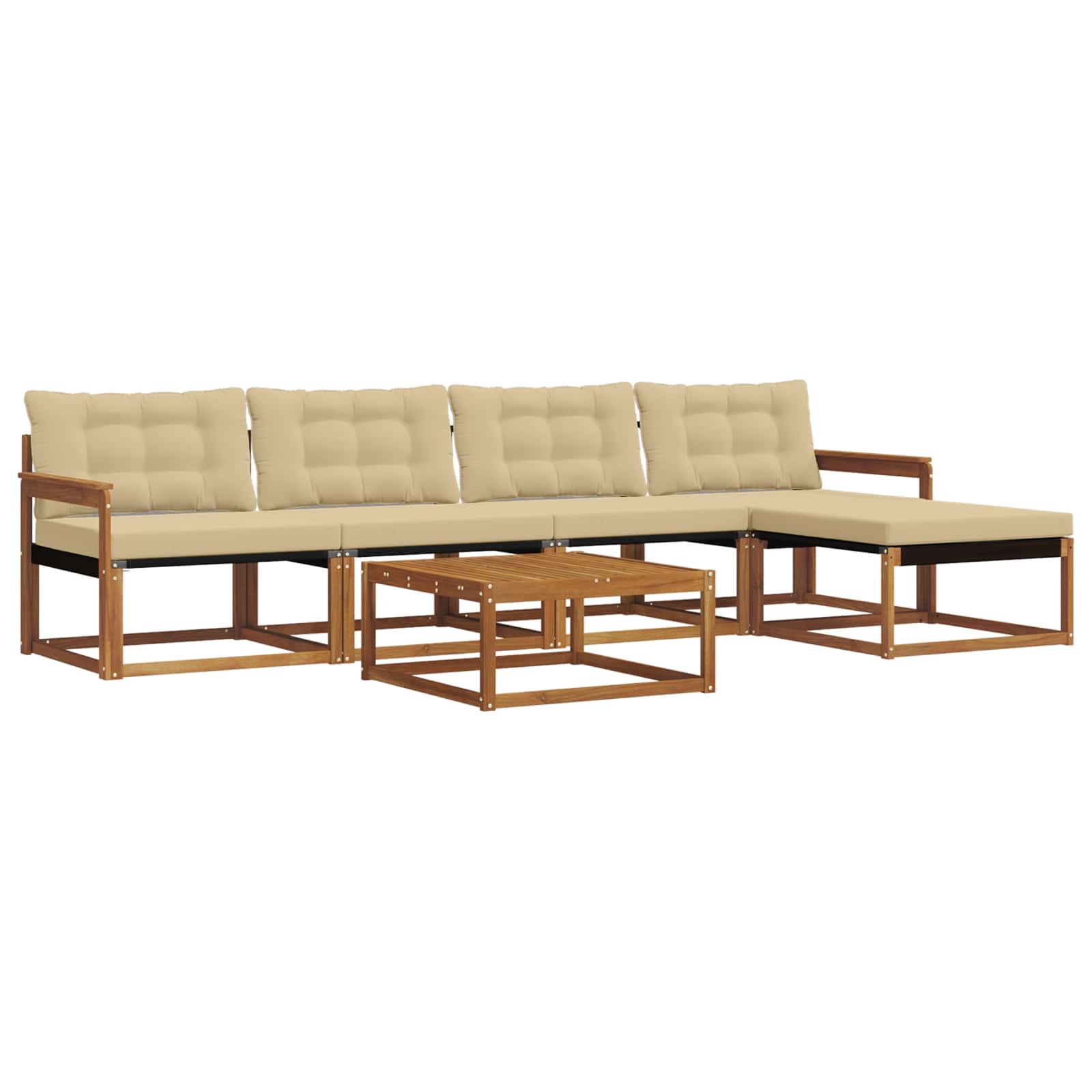 Buiten bankenset met kussen 6 pcs Natuurlijk en Beige is nu te koop bij PeponiXL, paradijselijk wonen!