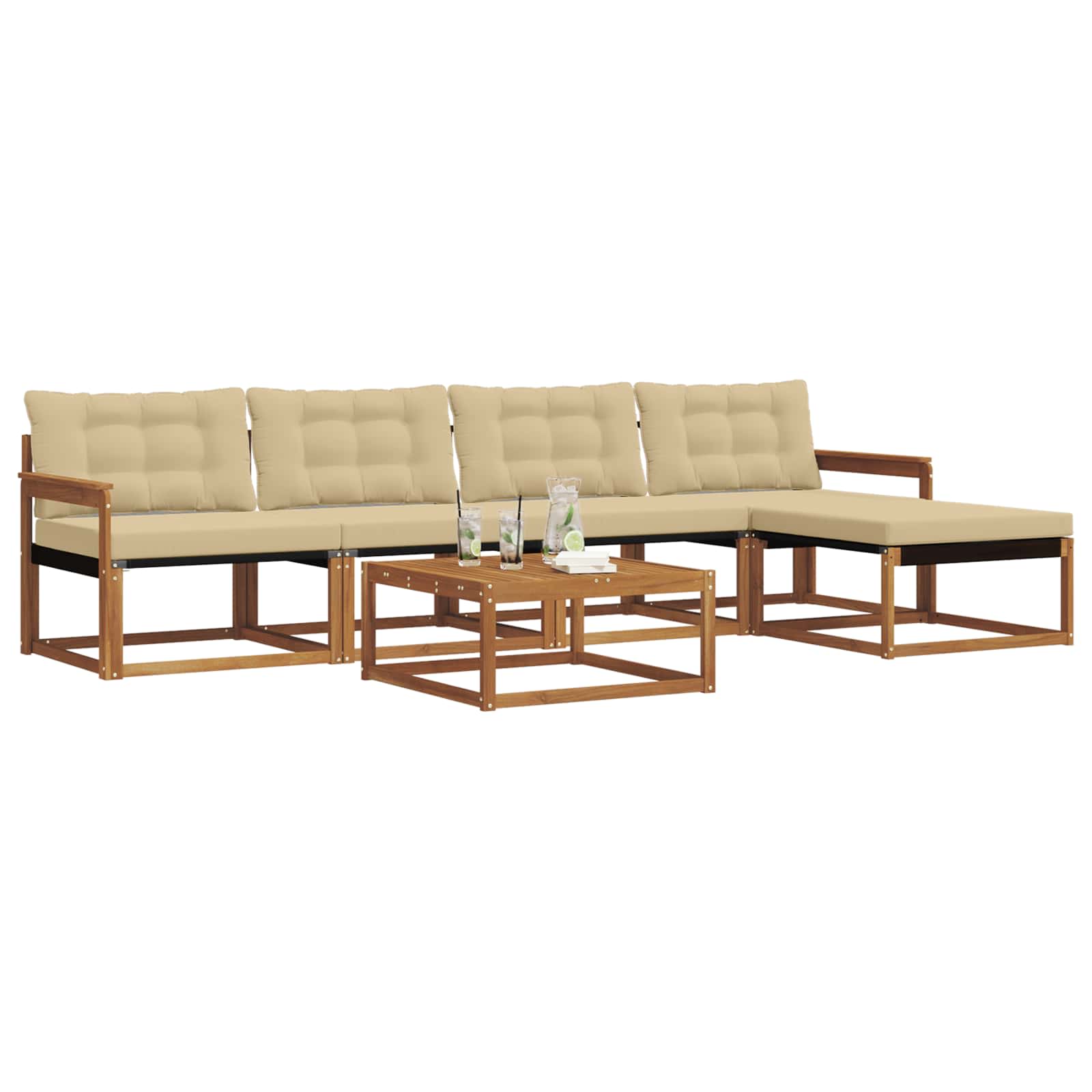Buiten bankenset met kussen 6 pcs Natuurlijk en Beige is nu te koop bij PeponiXL, paradijselijk wonen!