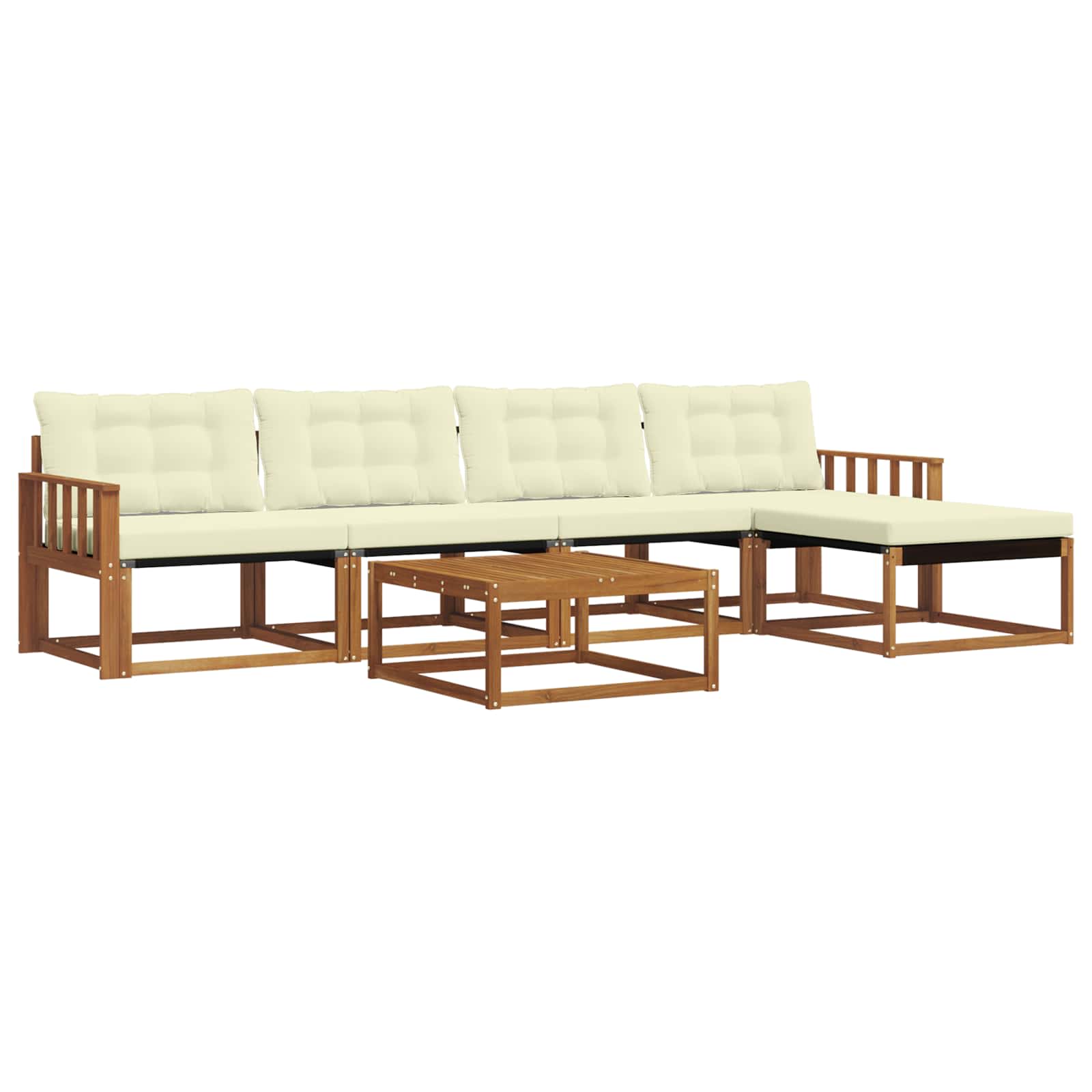 Buiten bankenset met kussen 6 pcs Natuurlijk en Crème is nu te koop bij PeponiXL, paradijselijk wonen!