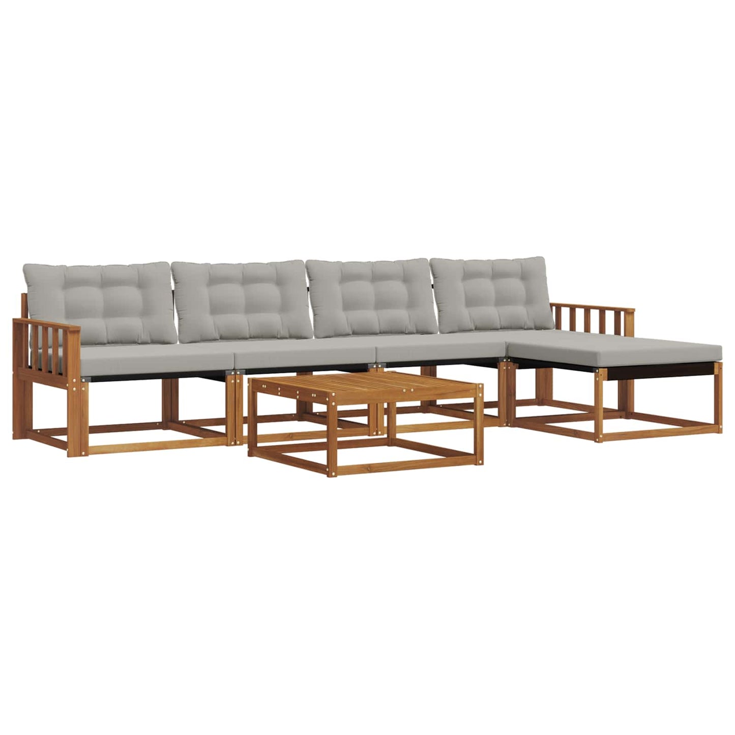 Buiten bankenset met kussen 6 pcs Natuurlijk en Lichtgrijs is nu te koop bij PeponiXL, paradijselijk wonen!