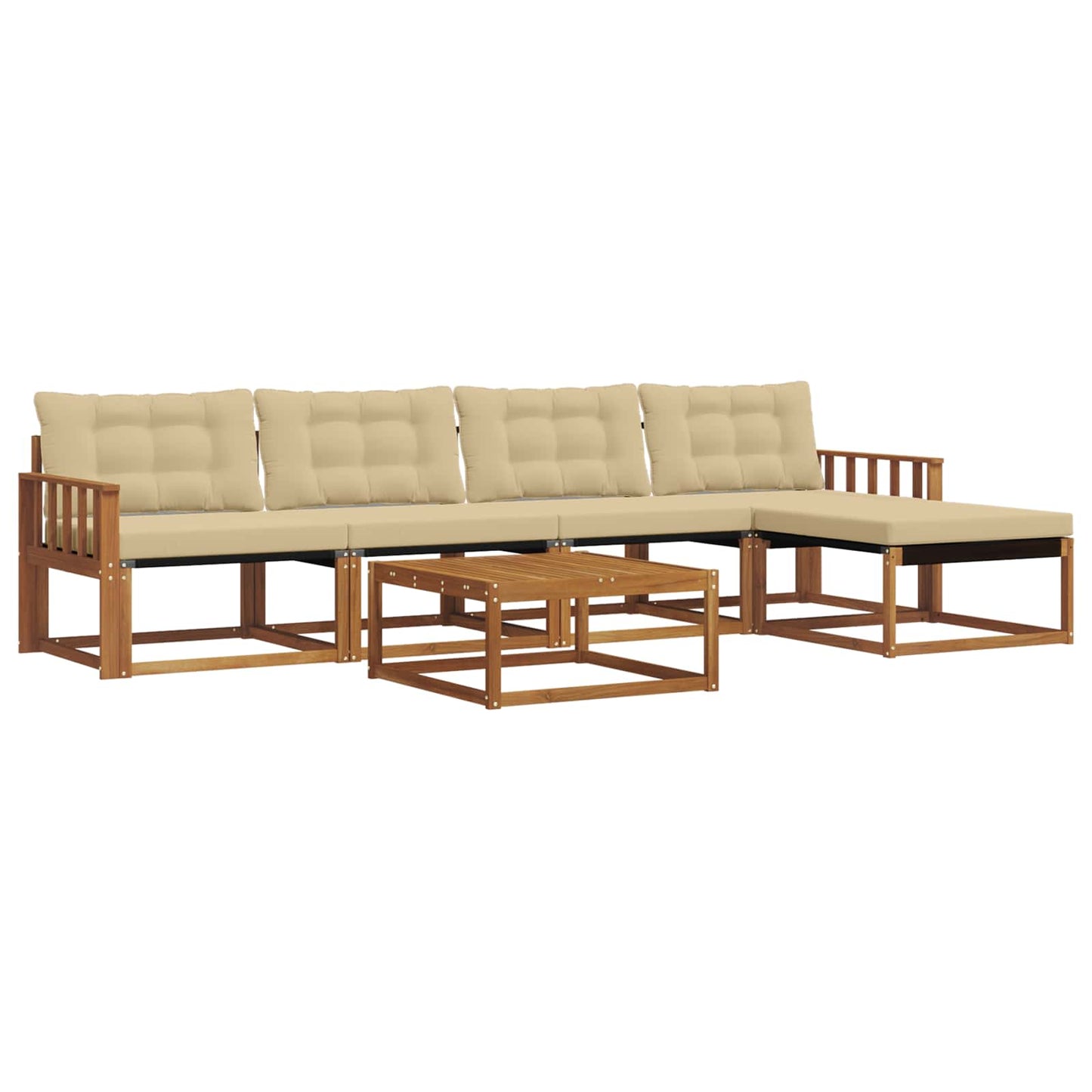 Buiten bankenset met kussen 6 pcs Natuurlijk en Beige is nu te koop bij PeponiXL, paradijselijk wonen!
