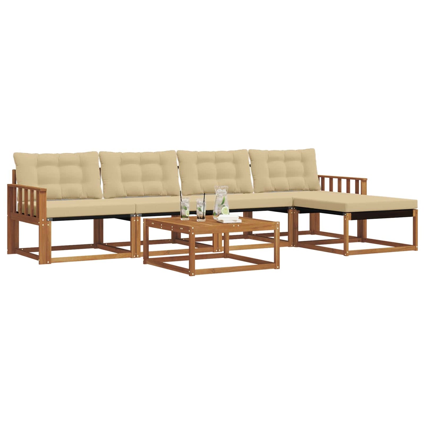 Buiten bankenset met kussen 6 pcs Natuurlijk en Beige is nu te koop bij PeponiXL, paradijselijk wonen!