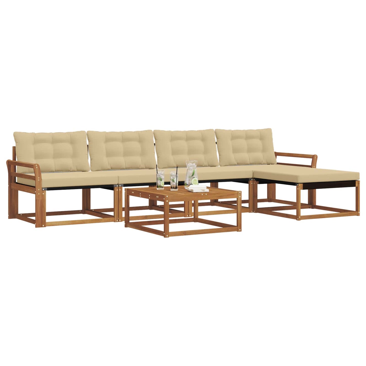 Buiten bankenset met kussen 6 pcs Natuurlijk en Beige is nu te koop bij PeponiXL, paradijselijk wonen!