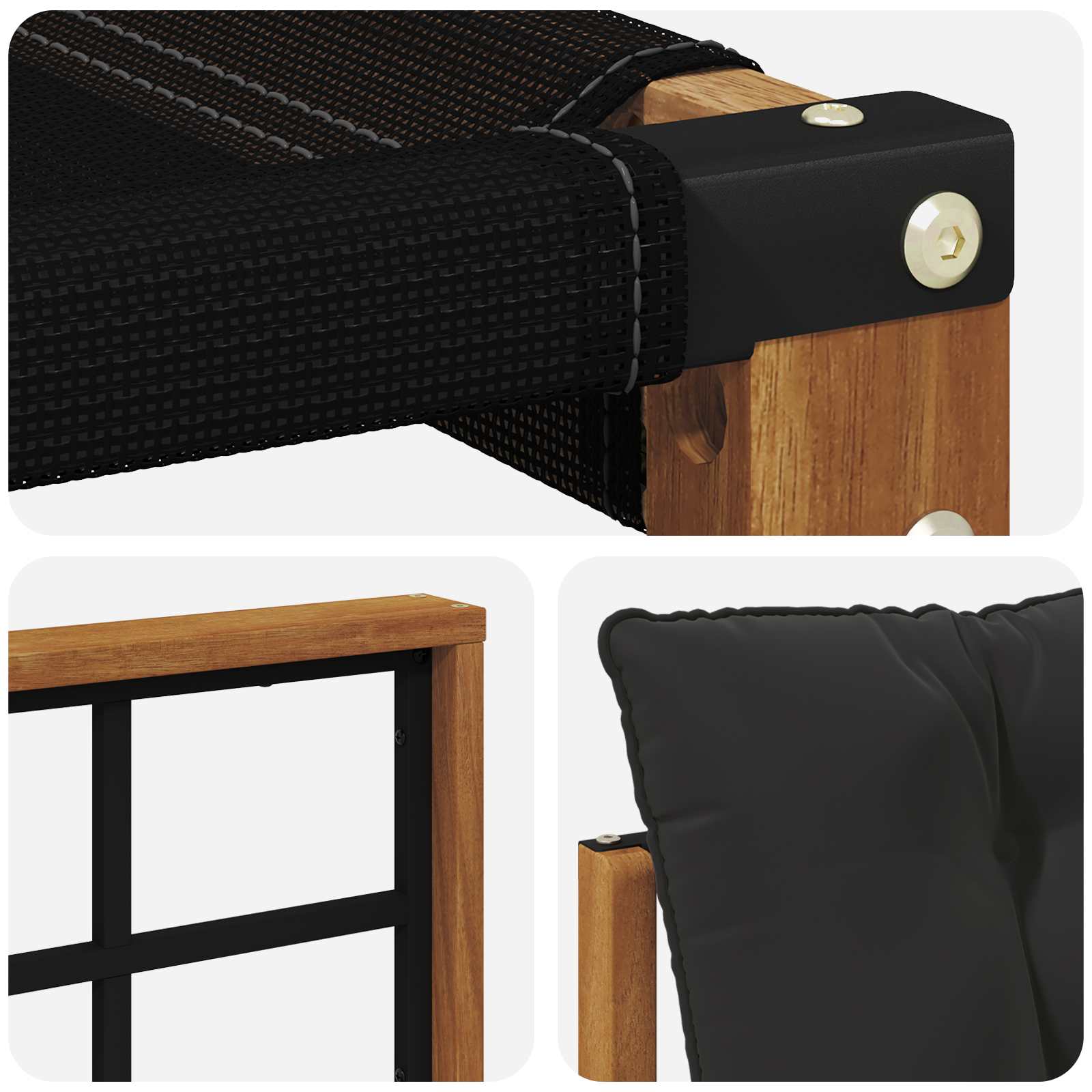 Buiten bankenset met kussen 6 pcs Natuurlijk en Zwart is nu te koop bij PeponiXL, paradijselijk wonen!