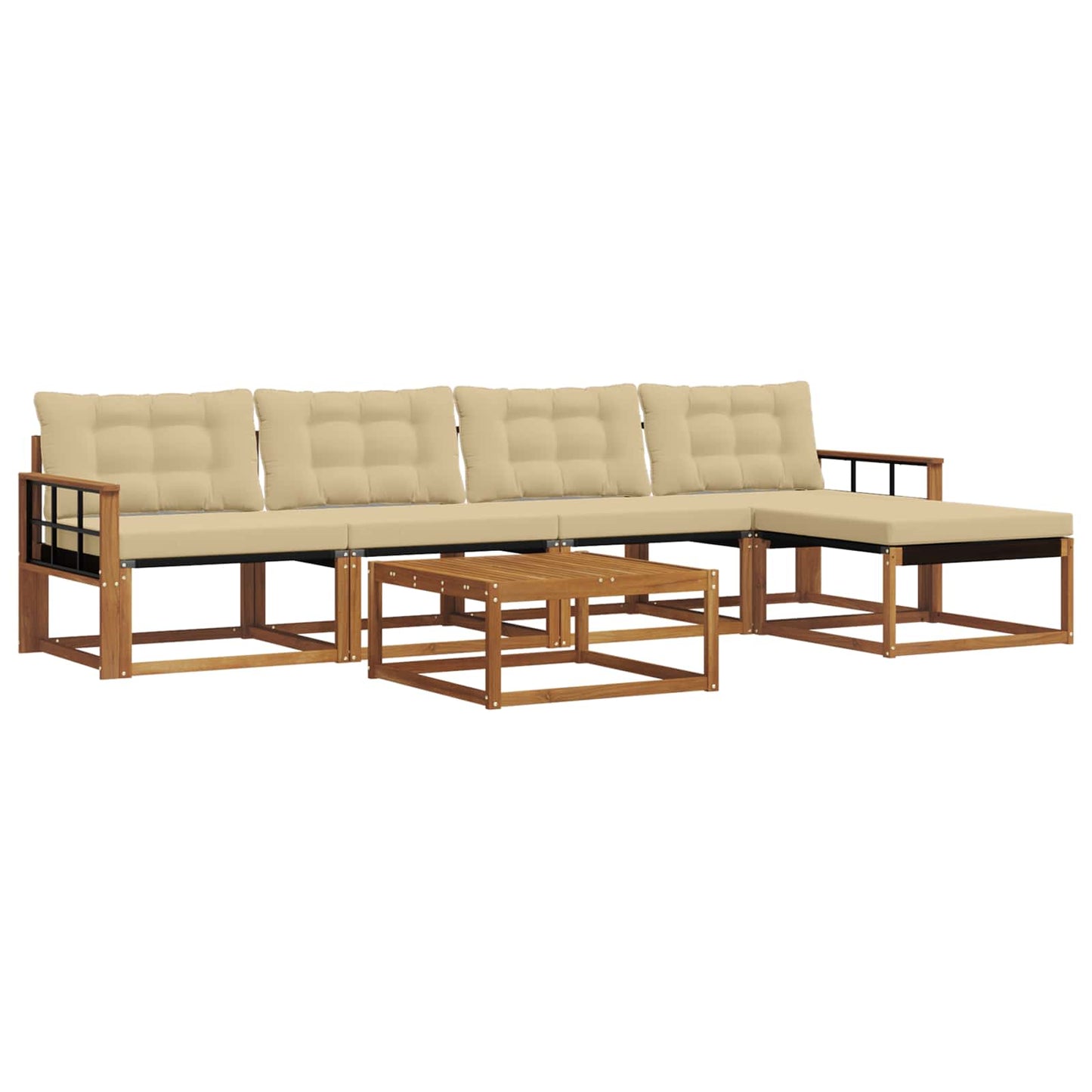 Buiten bankenset met kussen 6 pcs Natuurlijk en Beige is nu te koop bij PeponiXL, paradijselijk wonen!