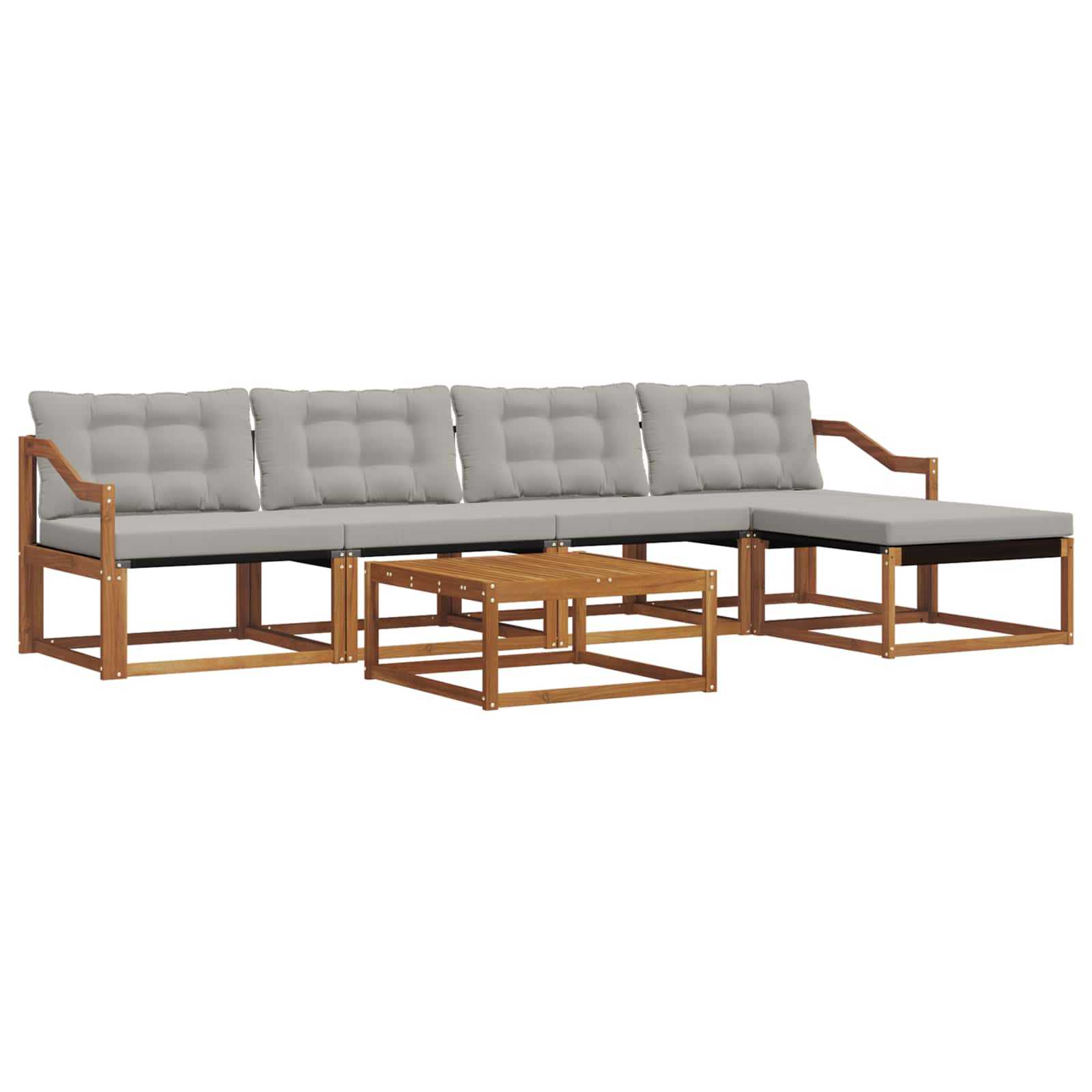Buiten bankenset met kussen 6 pcs Natuurlijk en Lichtgrijs is nu te koop bij PeponiXL, paradijselijk wonen!