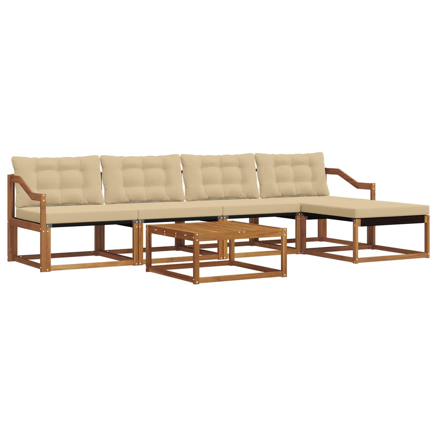 Buiten bankenset met kussen 6 pcs Natuurlijk en Beige is nu te koop bij PeponiXL, paradijselijk wonen!