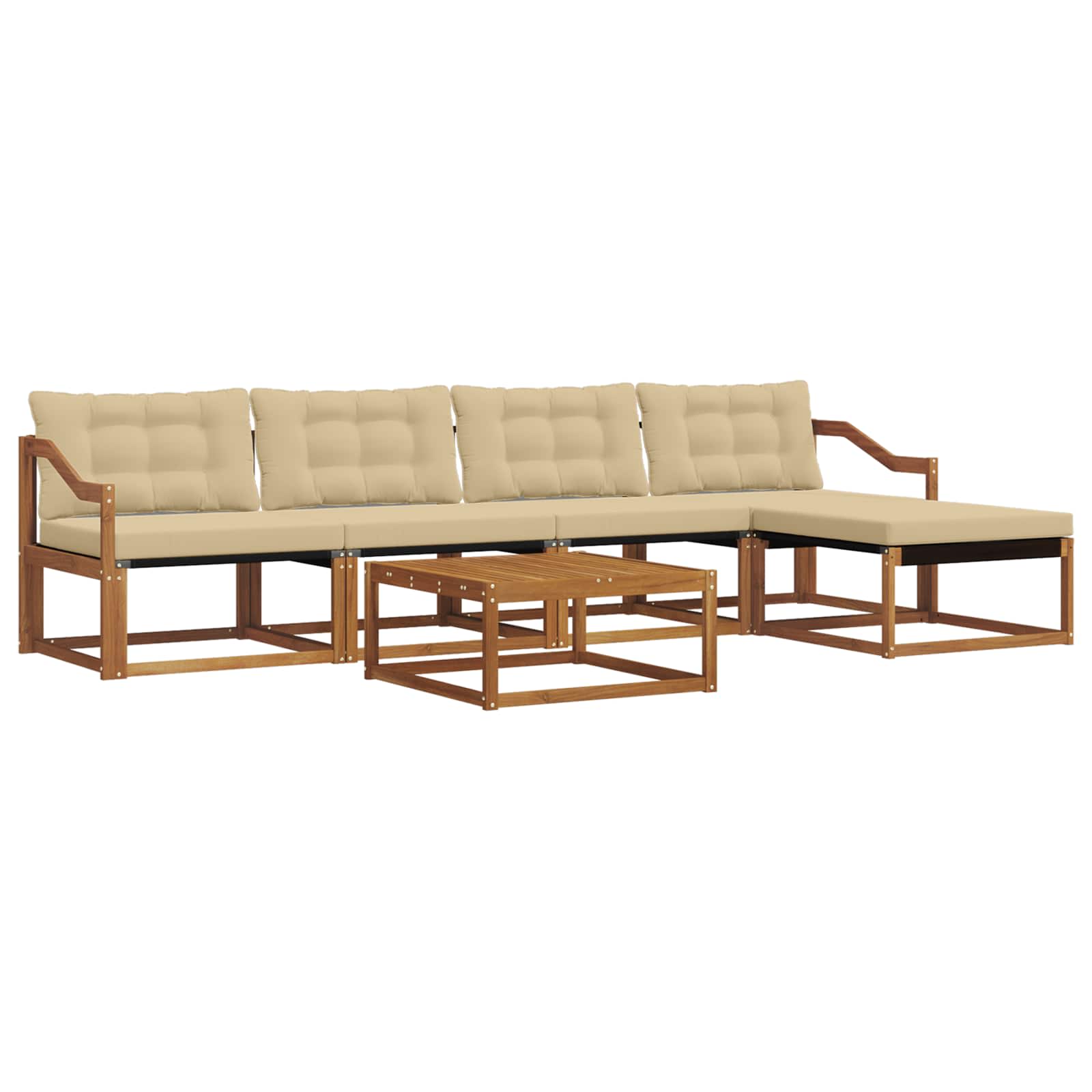 Buiten bankenset met kussen 6 pcs Natuurlijk en Beige is nu te koop bij PeponiXL, paradijselijk wonen!