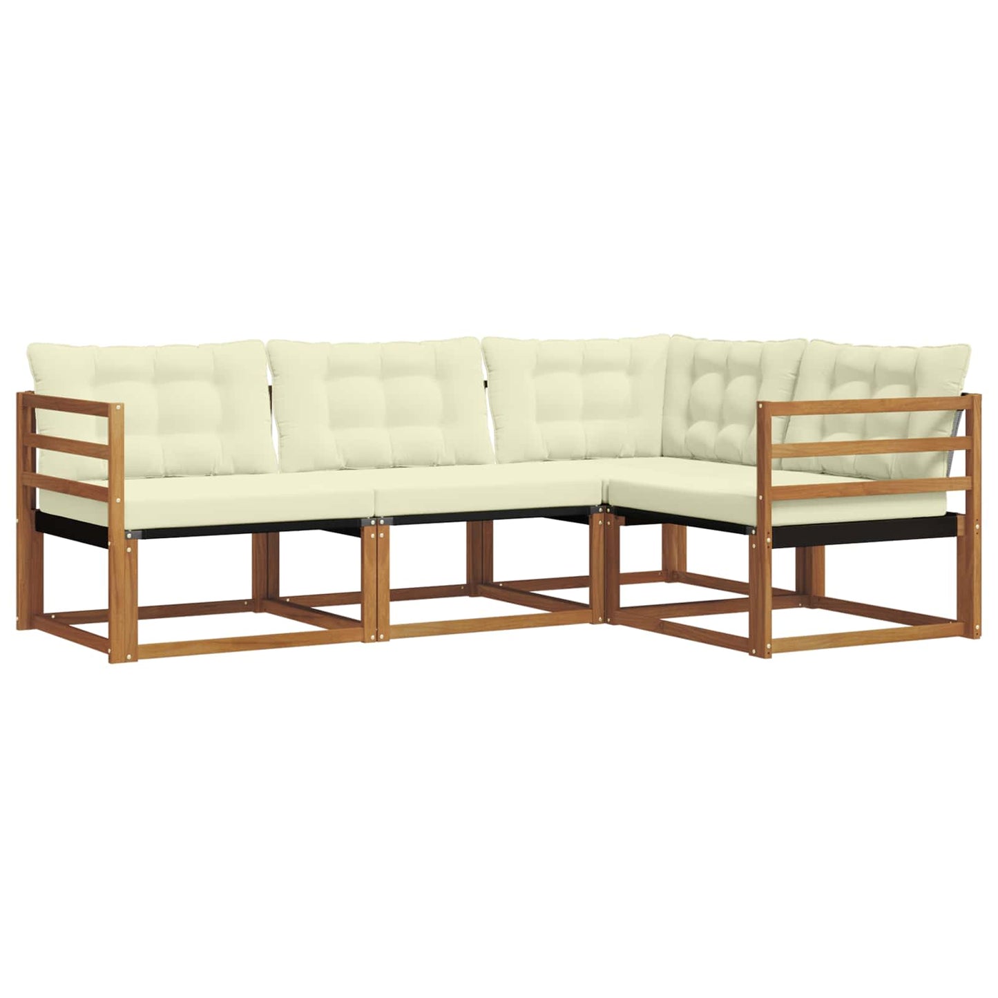 Buiten bankenset met kussen 4 pcs Natuurlijk en Crème is nu te koop bij PeponiXL, paradijselijk wonen!