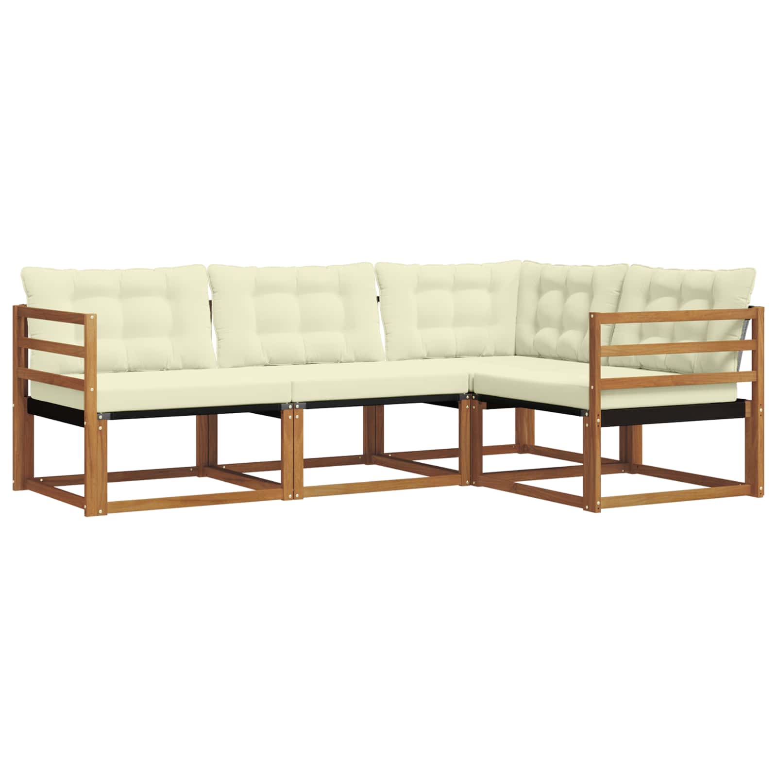 Buiten bankenset met kussen 4 pcs Natuurlijk en Crème is nu te koop bij PeponiXL, paradijselijk wonen!