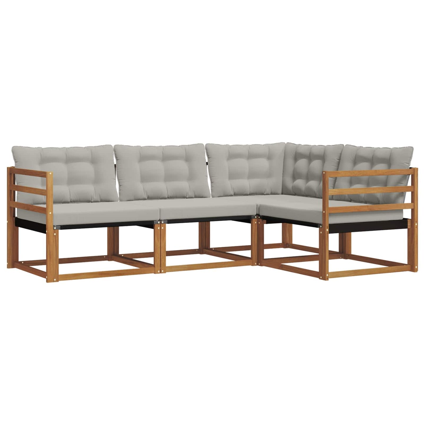 Buiten bankenset met kussen 4 pcs Natuurlijk en Lichtgrijs is nu te koop bij PeponiXL, paradijselijk wonen!